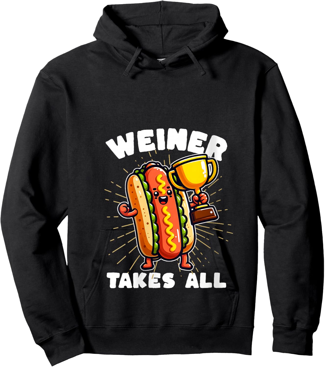 Funny Hot Dogs and Sausage Weiner Takes All Competitive V-Neck Hoodie - Hoodie | Black
