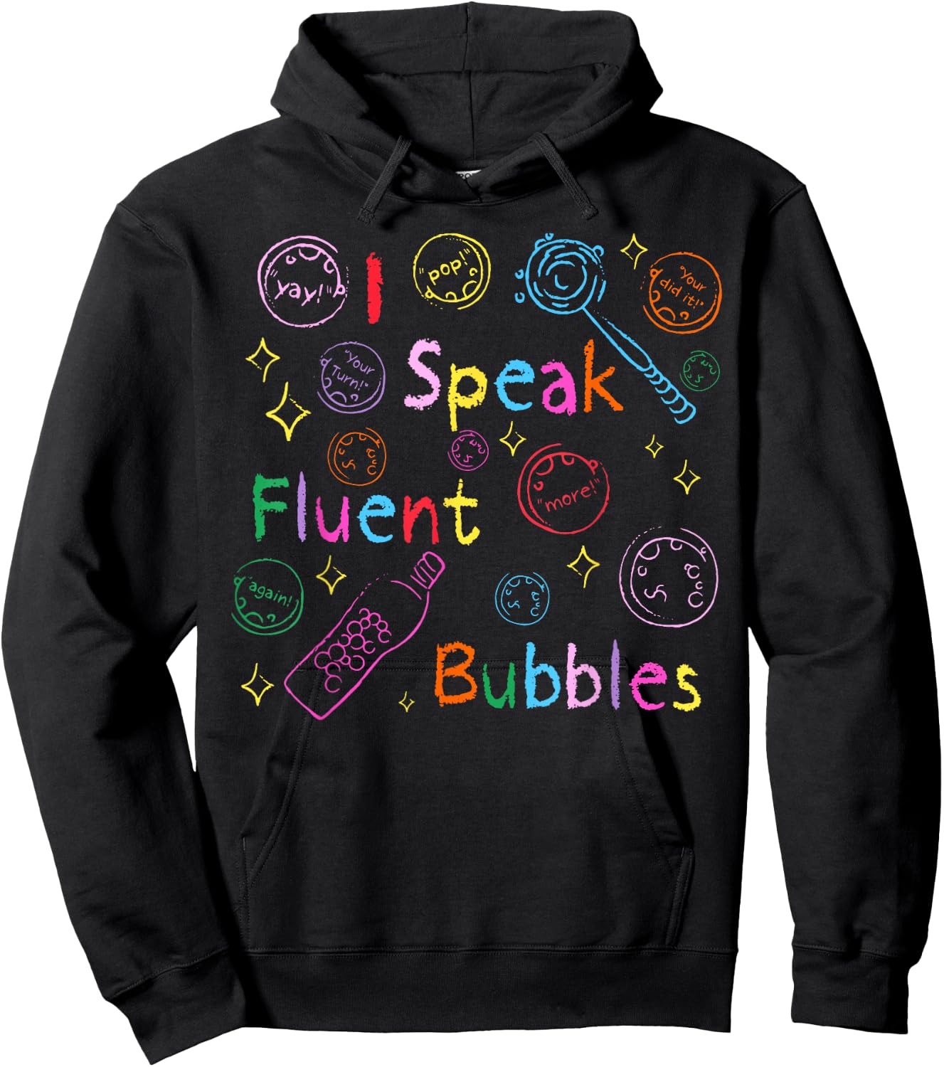 Retro I Speak Fluent Bubbles SLP Speech Language Pathologist Hoodie - Hoodie | Black