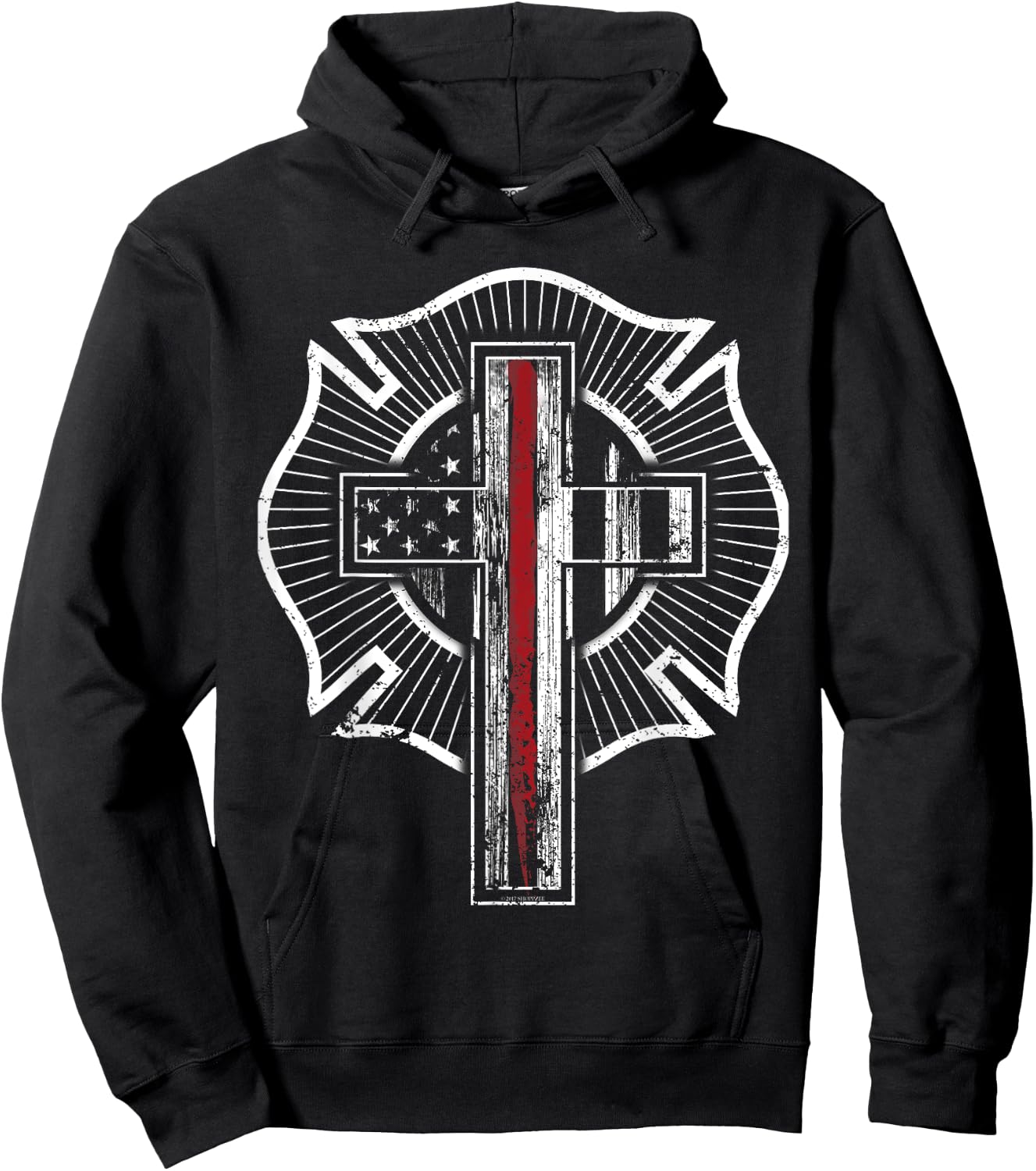 Firefighter Shirt Christian Thin Red Line Maltese Cross Hoodie - Hoodie | Black
