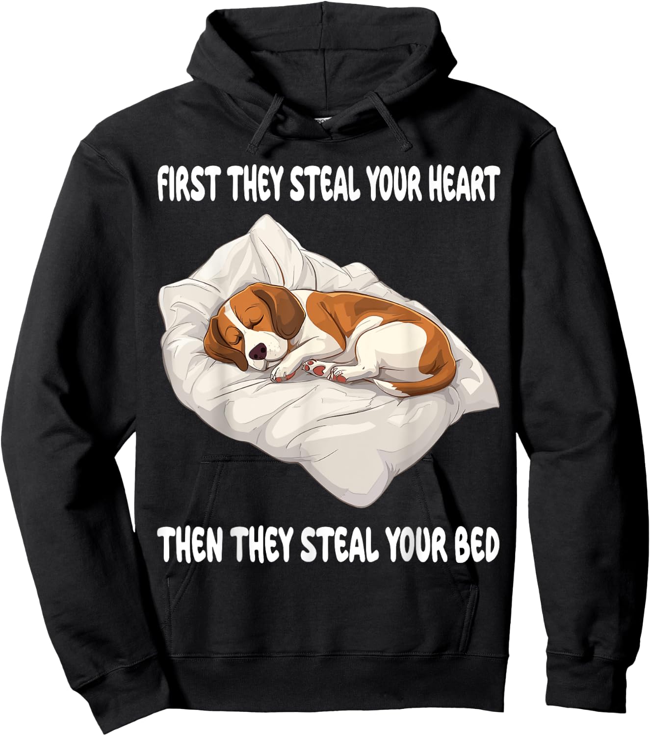 Beagle Sleeping Pajamas Nightgown Hoodie - Hoodie | Black