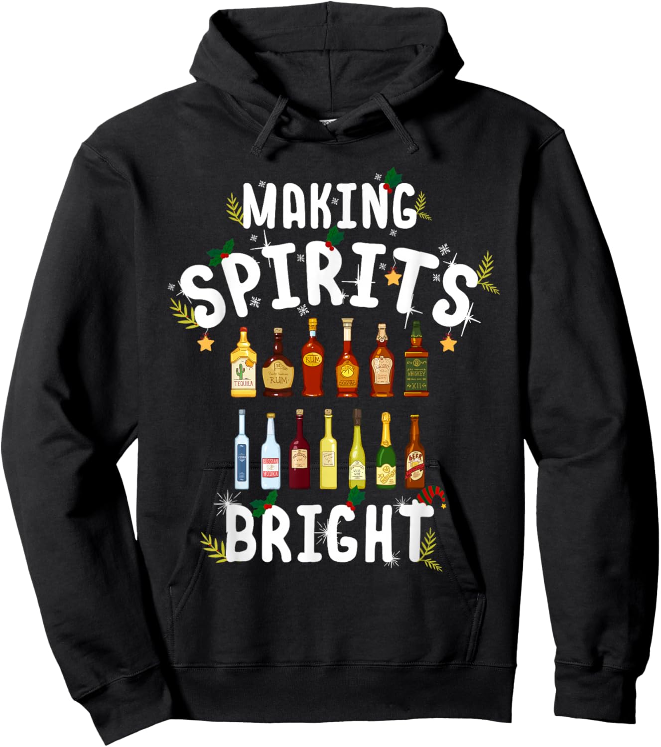 Making Spirits Bright Christmas Alcohol Bartender Bartending Hoodie - Hoodie | Black