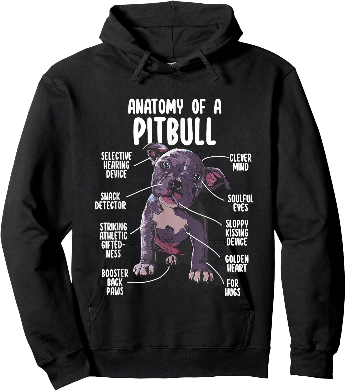 Anatomy Of A Pitbull Shirt Pittie Dog Funny Pitbull Lover Women Girls Kids Hoodie - Hoodie | Black