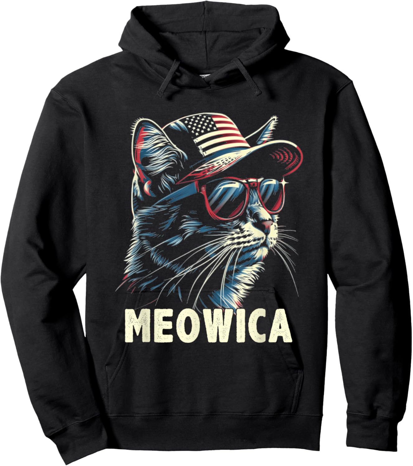 4th of July Cat Meowica Cat Lover USA America Hoodie - Hoodie | Black