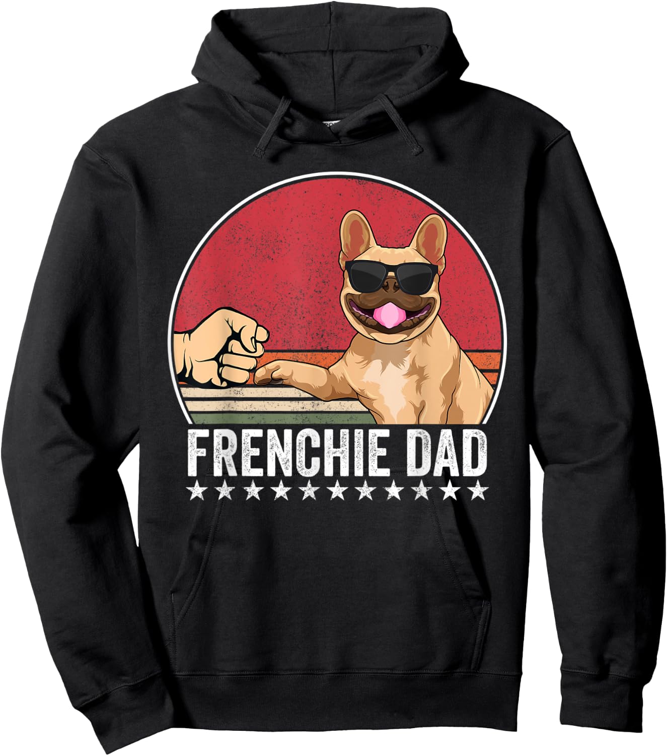 French Bulldog Dad Dog Fist Bump Frenchie Dog Outfit Hoodie - Hoodie | Black
