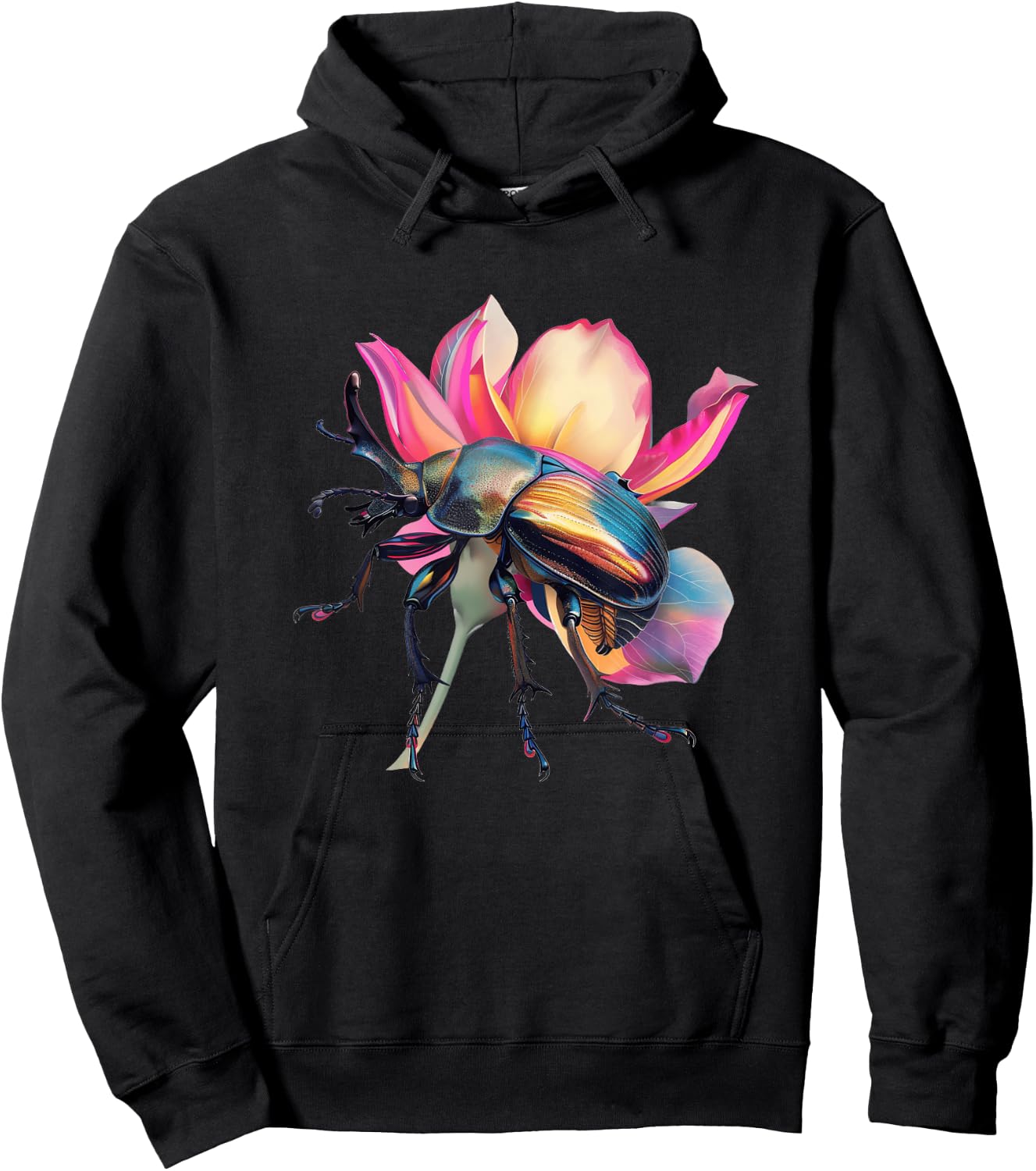 Hercules Beetle On A Flower Petal Hoodie - Hoodie | Black