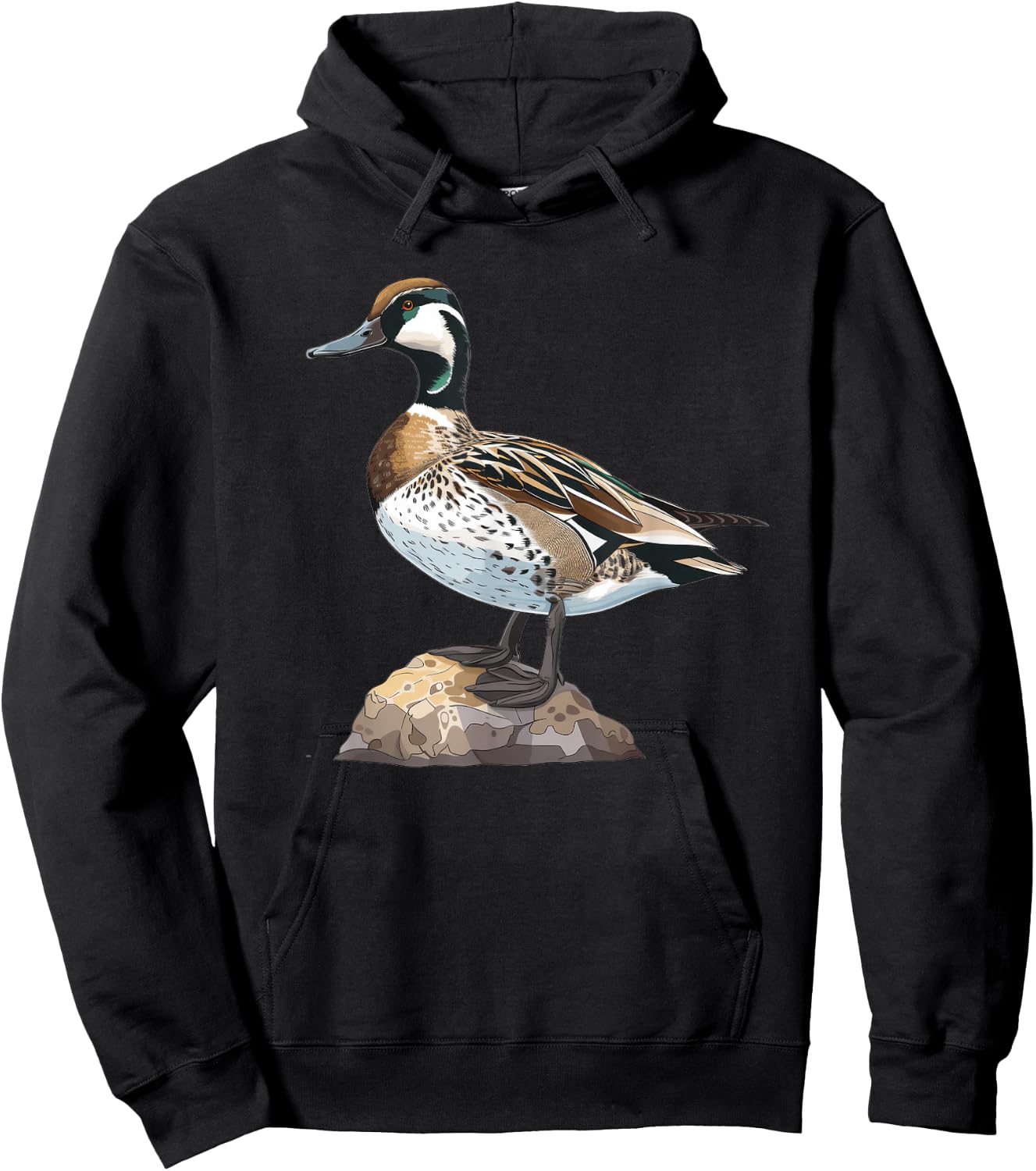Northern Pintail On A Perch Hoodie - Hoodie | Black