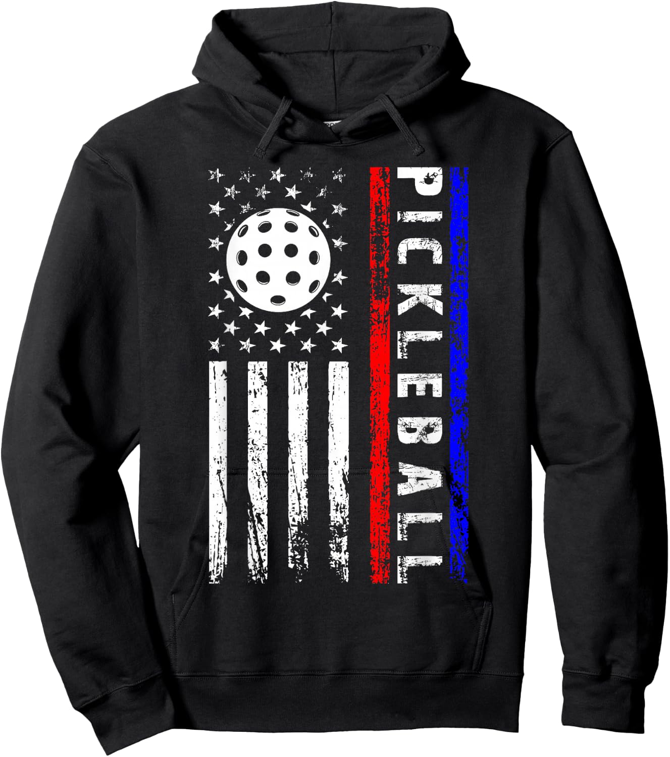 Pickleball Lovers 4th of July American Flag Pickle Ball USA Hoodie - Hoodie | Black