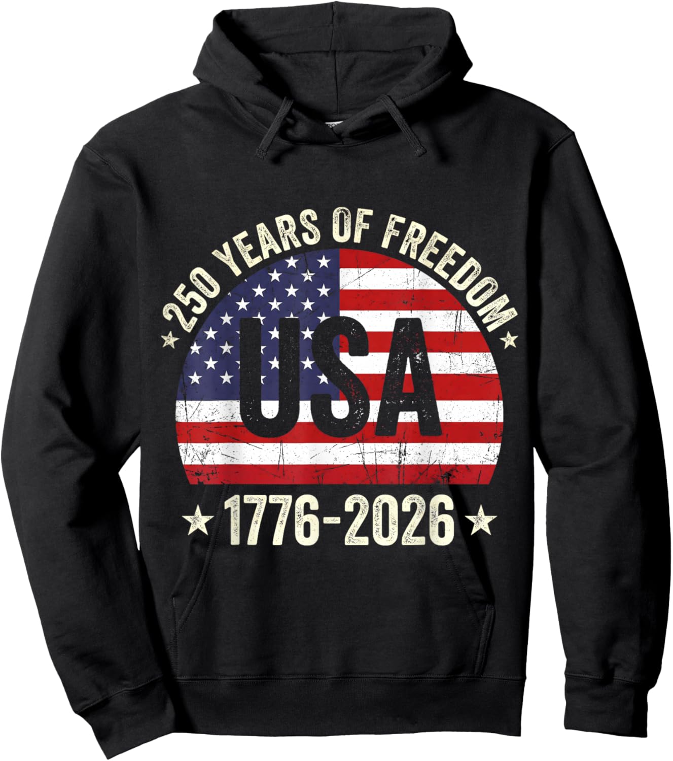 Vintage 250 Years of Freedom US Flag 250th Anniversary USA Hoodie - Hoodie | Black