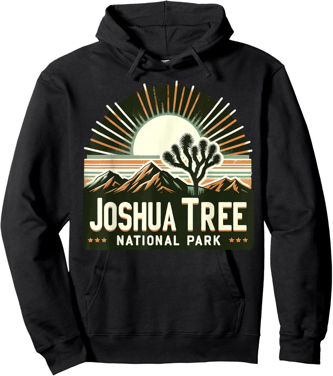Joshua Tree National Park Retro Vintage Hike Camping Outdoor Hoodie - Hoodie | Black