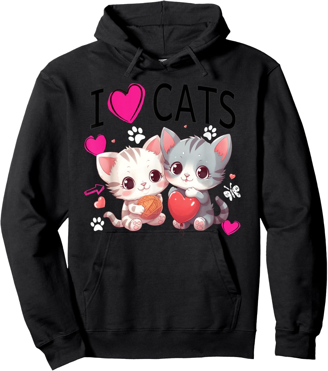 I love cats Just a girl who loves Cats Gifts idea Hoodie - Hoodie | Black