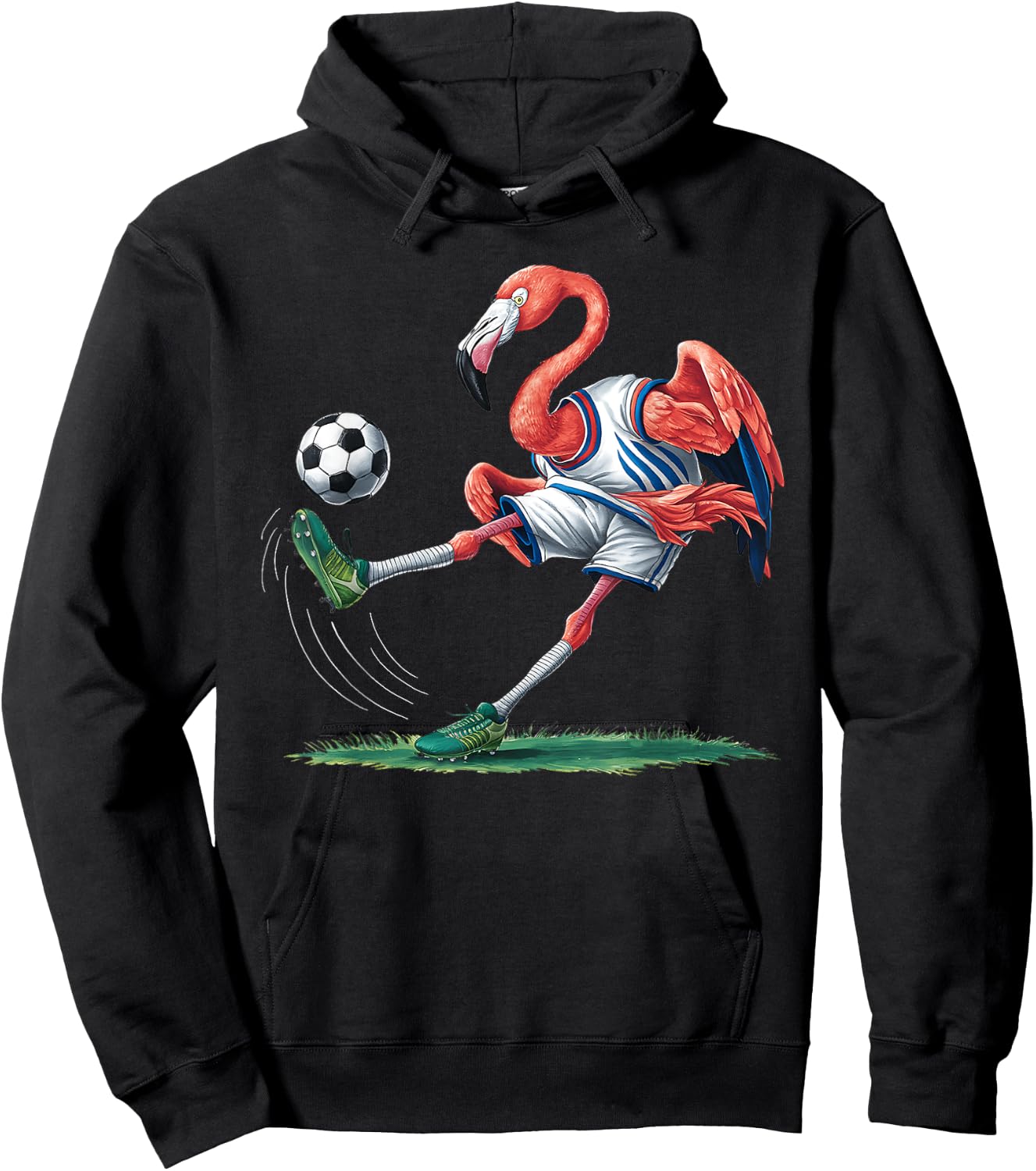 Funny Flamingo Sports Flamingo Playing Soccer Hoodie - Hoodie | Black