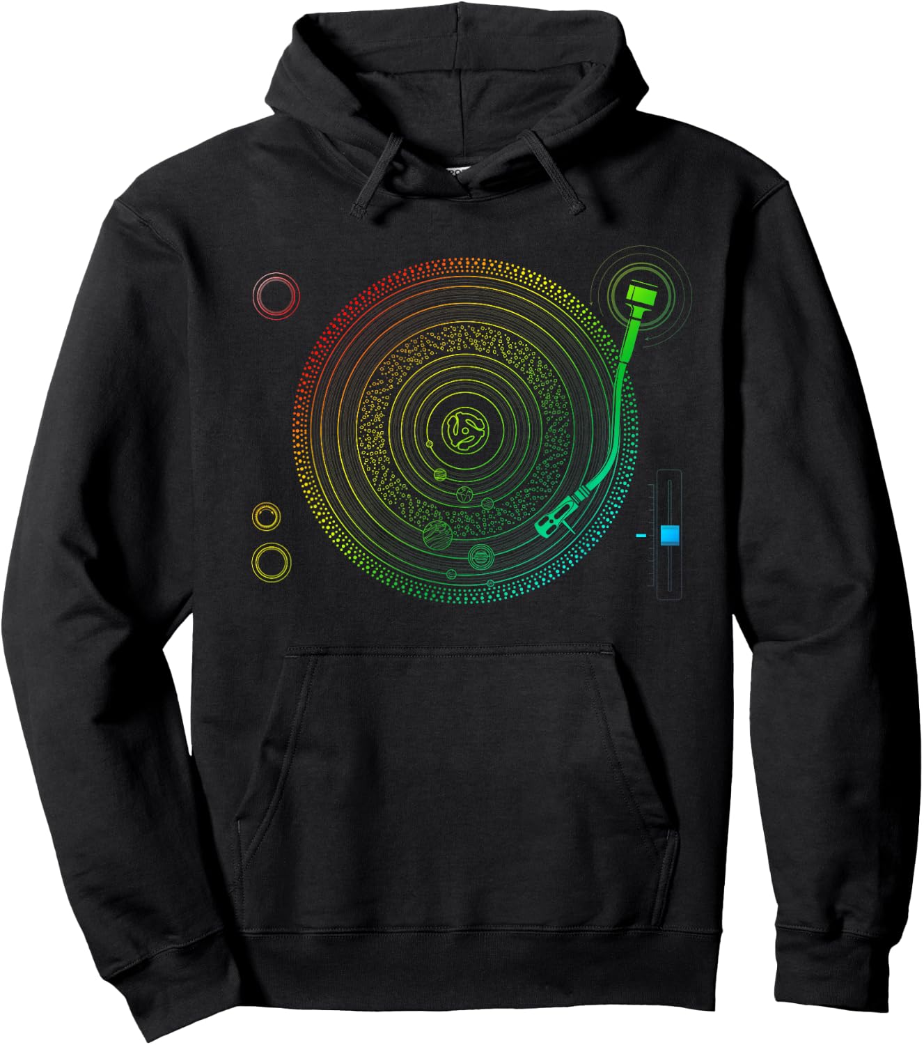 Space DJ print - Solar System Retro Turntable EDM Hoodie - Hoodie | Black