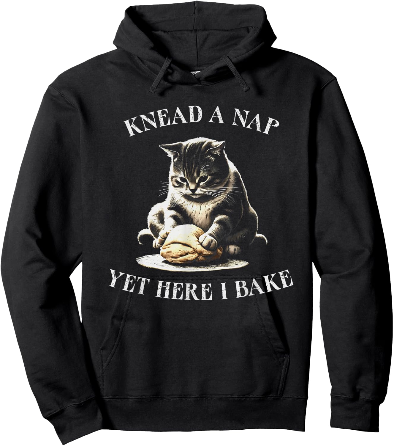 Cat Making Biscuits Funny Cat Baking Knead Nap Women Kids Hoodie - Hoodie | Black