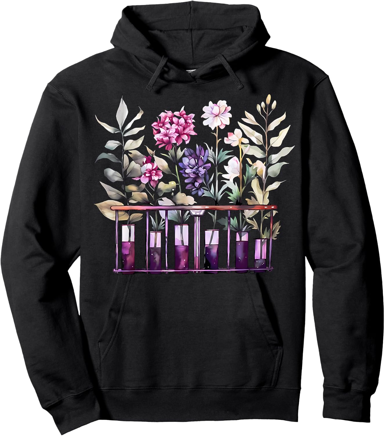Chemistry Lab Science Flower Teacher Floral Beakers Hoodie - Hoodie | Black