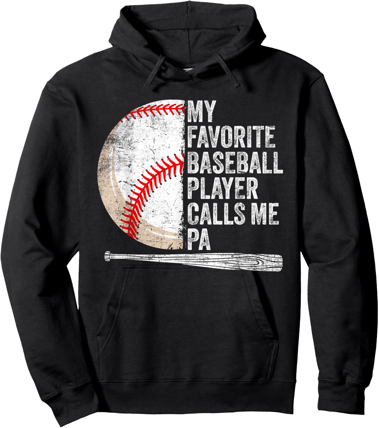 Funny My Favorite Baseball Player Calls Me Pa Father's Day Hoodie - Hoodie | Black