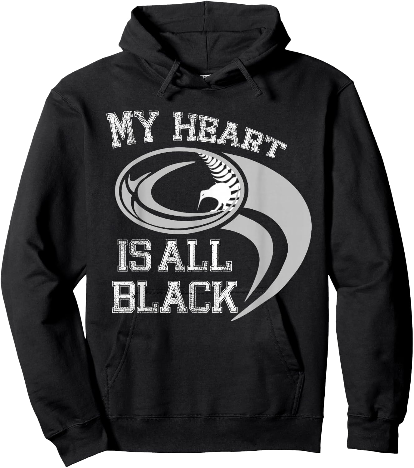 My Heart is All Black - Rugby New Zealand Fan Hoodie - Hoodie | Black