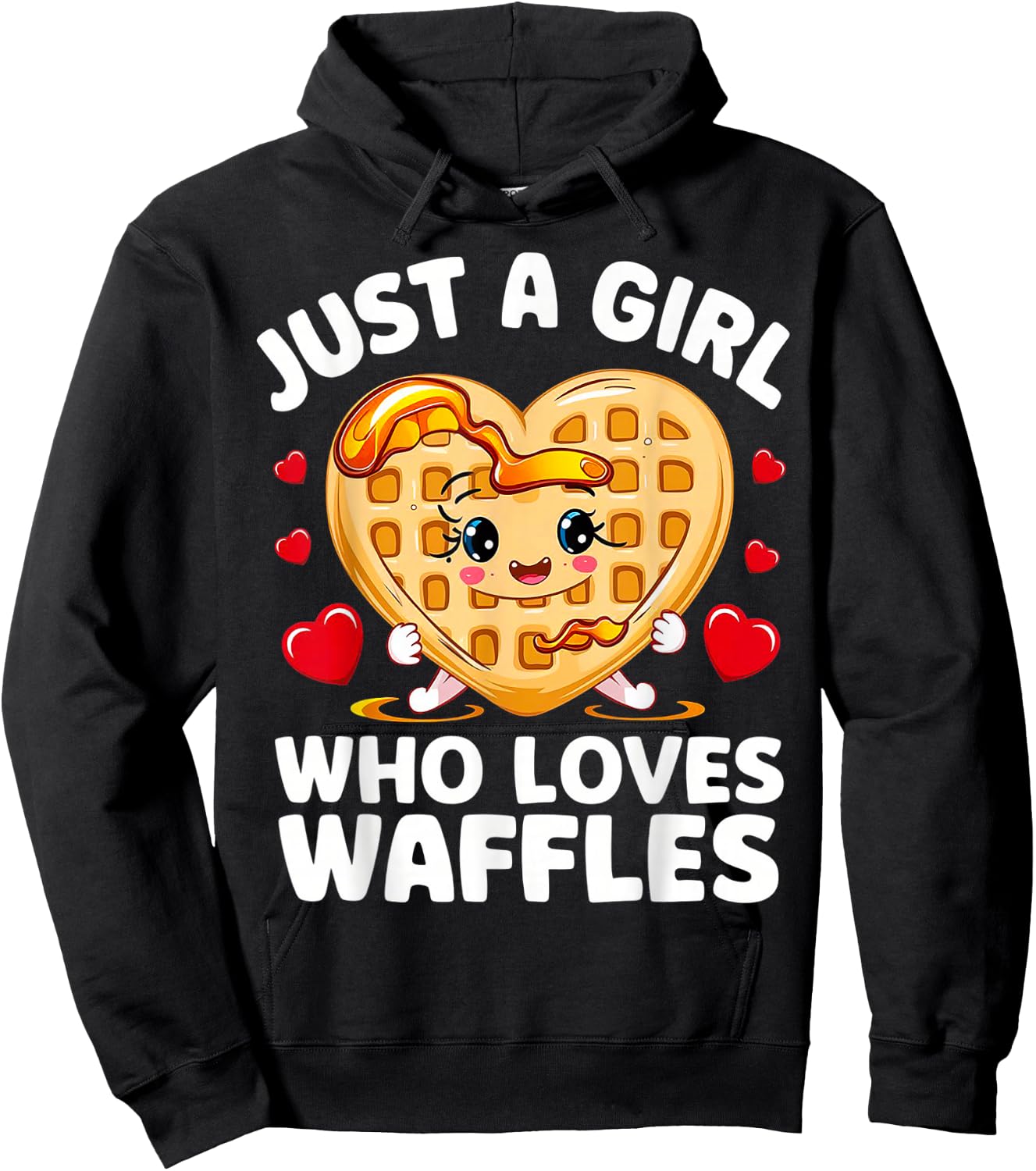 Just A Girl Who Loves Waffles Waffle Heart Breakfast Waffles Hoodie - Hoodie | Black