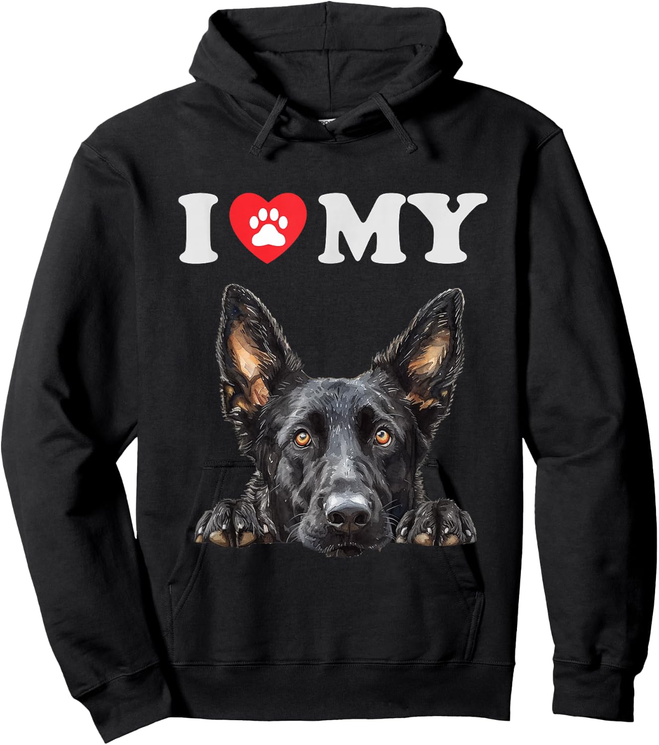 Dutch Shepherd I Heart My Dog Funny Dog Lover Hoodie - Hoodie | Black