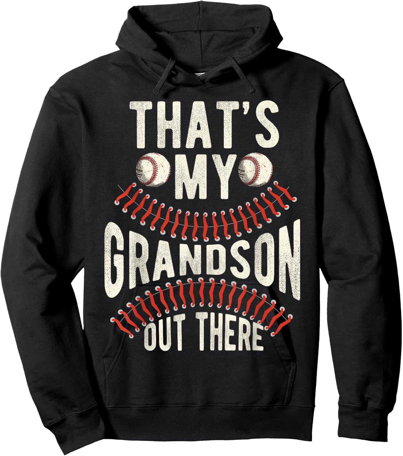 That's My Grandson Out There Baseball Men Grandpa Baseball Hoodie - Hoodie | Black