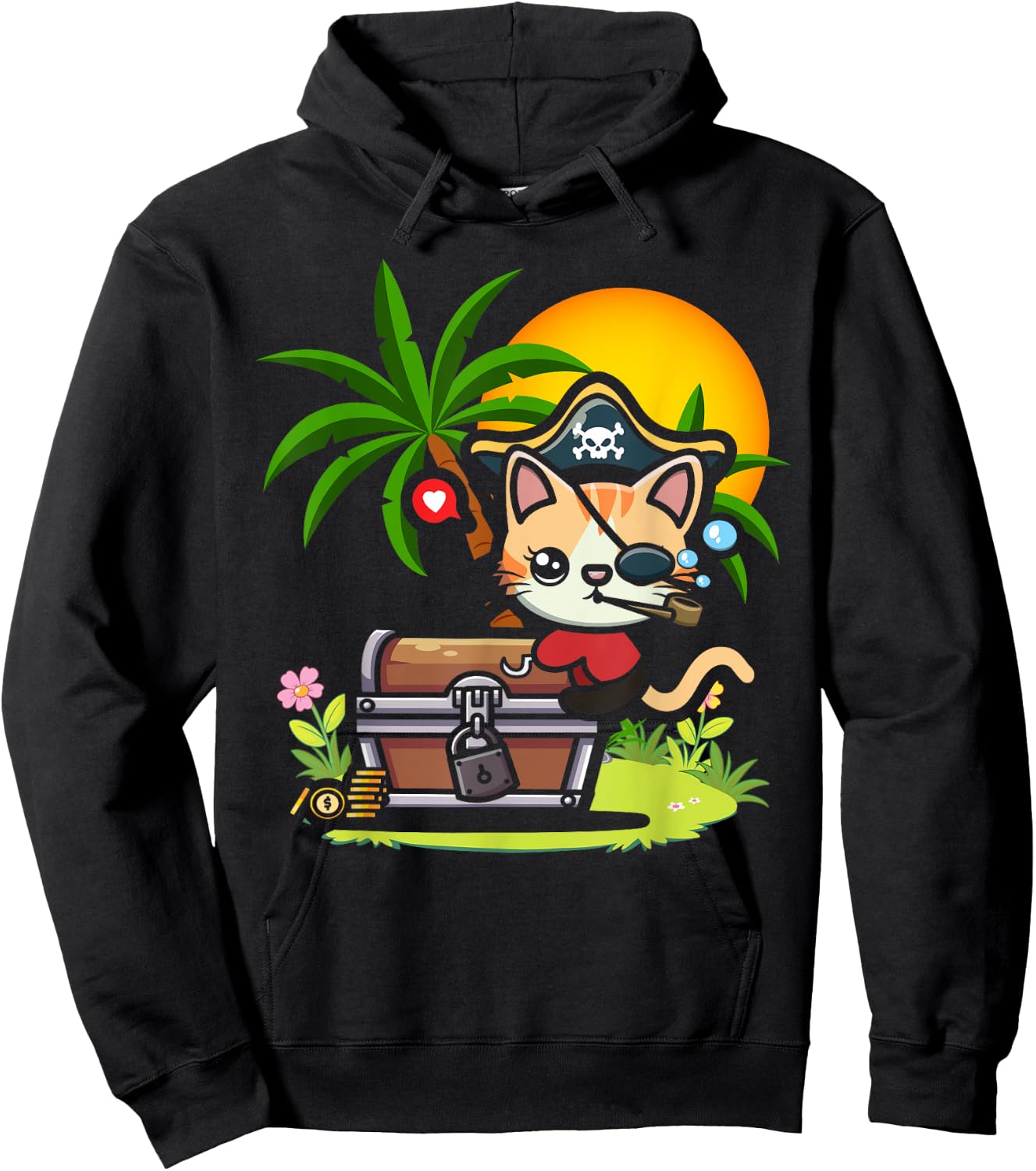 Kwazii Cute Funny Pirate Cat Kids Hoodie - Hoodie | Black
