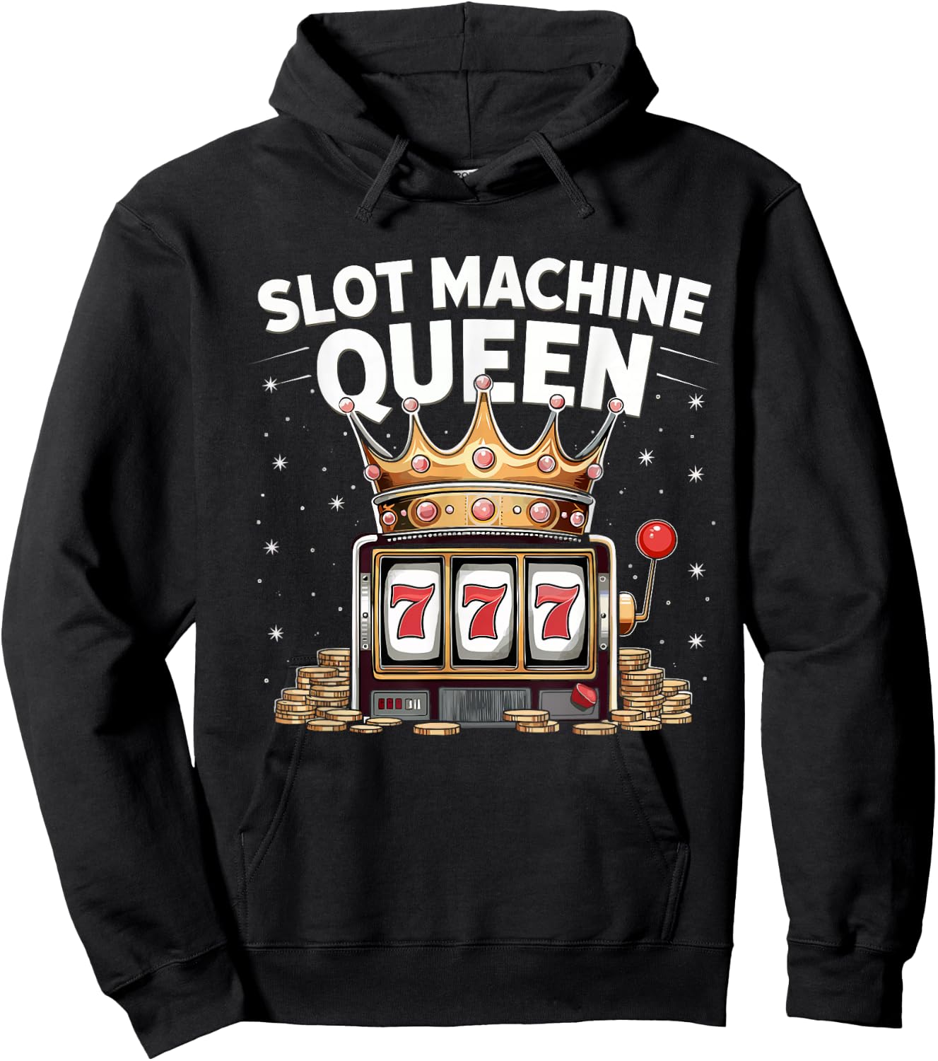Slot Machine Queen Funny Casino Slot Machine Crown Women Hoodie - Hoodie | Black