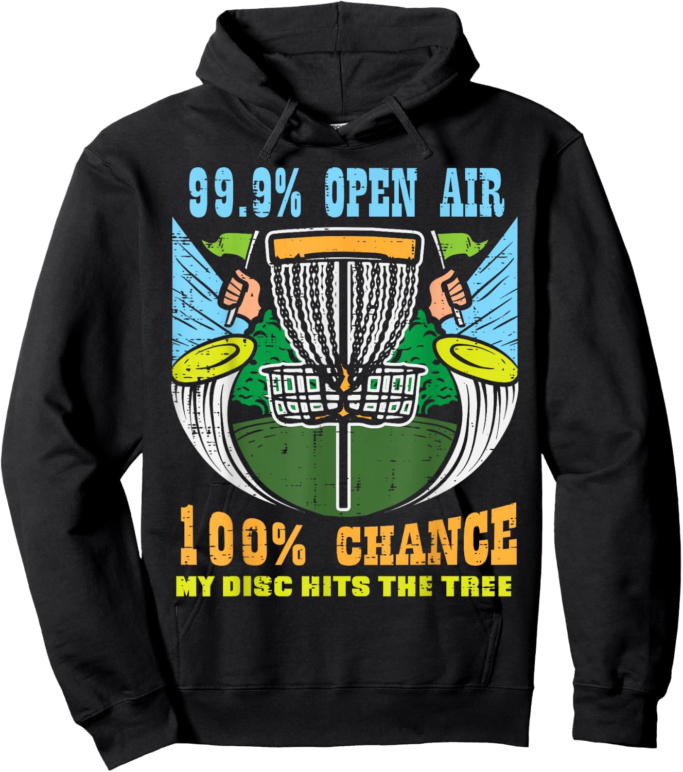 100 Percent Chance Disc Hits Tree Frisbee Golf Men Women Kid Hoodie - Hoodie | Black