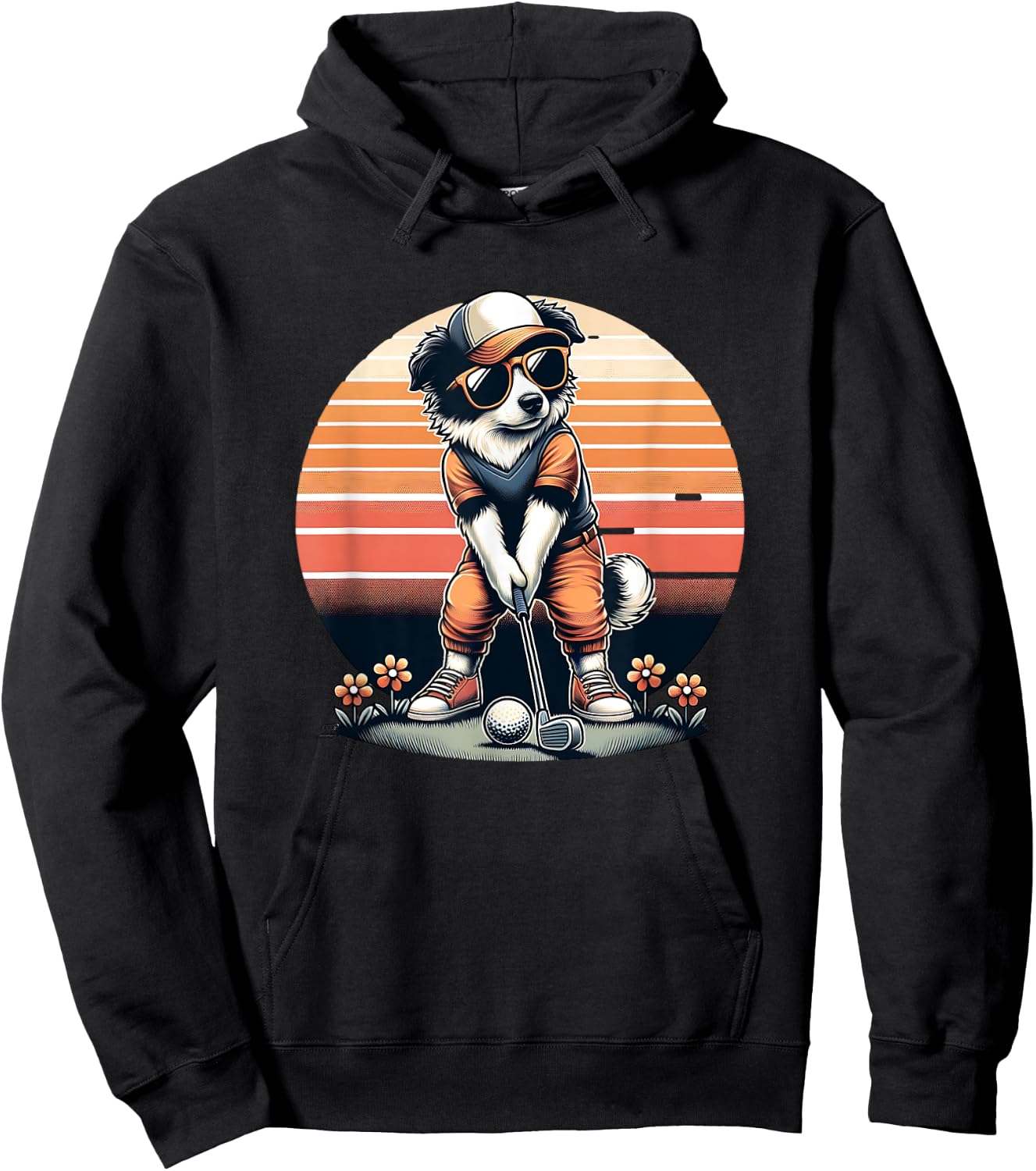 Funny Border Collie Golfer Golfing Cool Sports Design Hoodie - Hoodie | Black