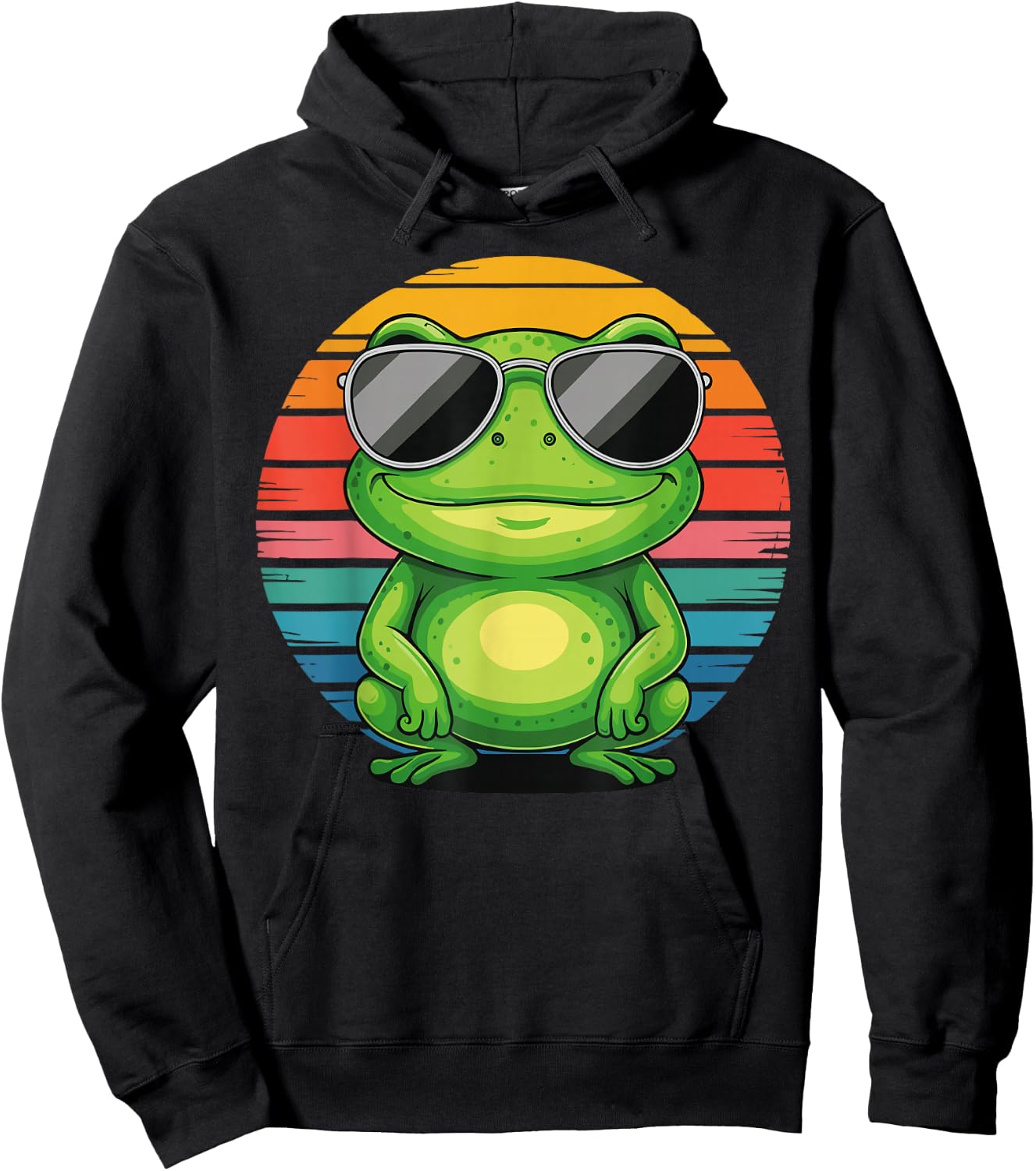 Retro Frog With Sunglasses Frog Vintage Style Hoodie - Hoodie | Black