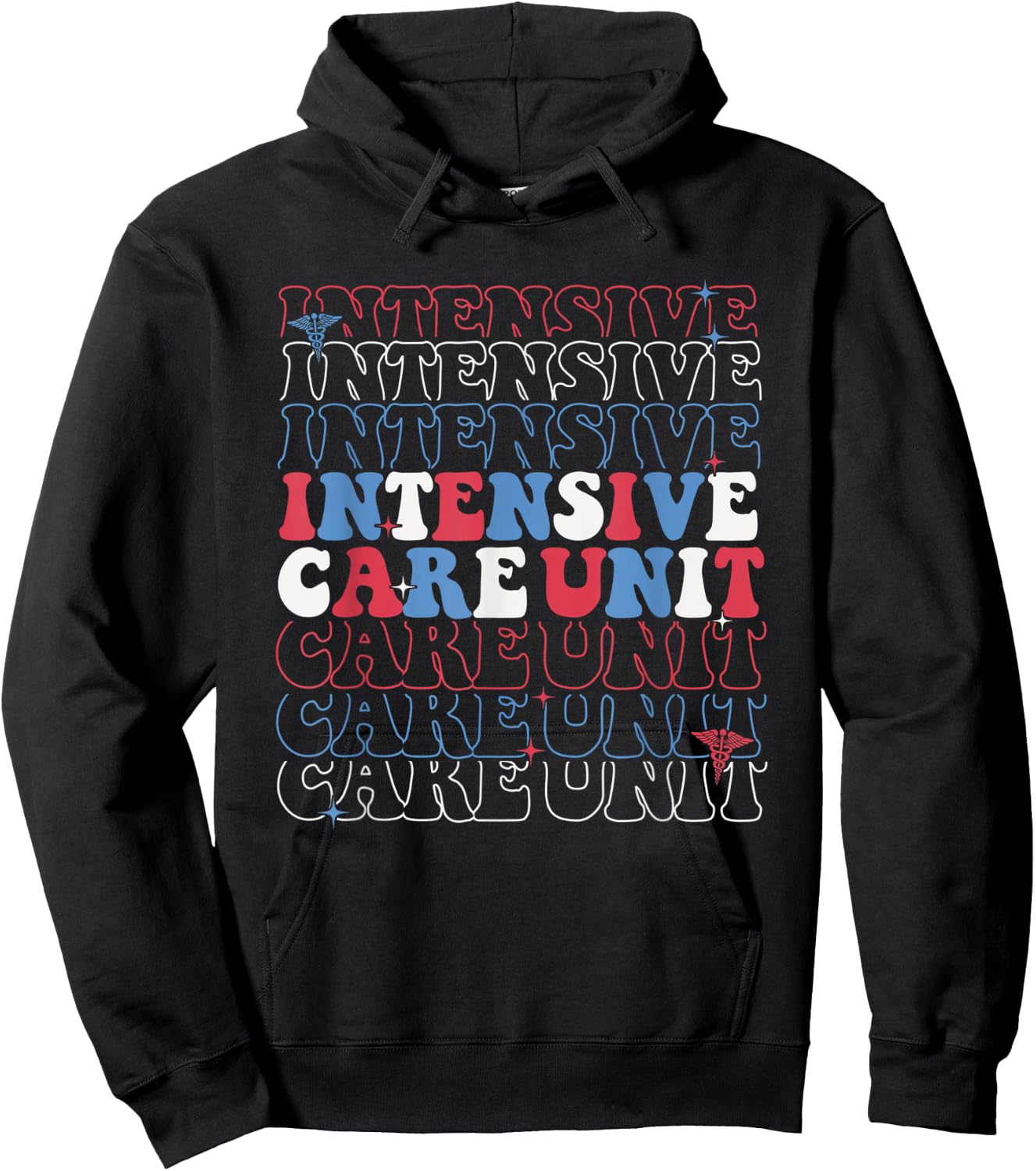 Retro ICU Nurse 4th July Intensive Care Unit Independence Hoodie - Hoodie | Black