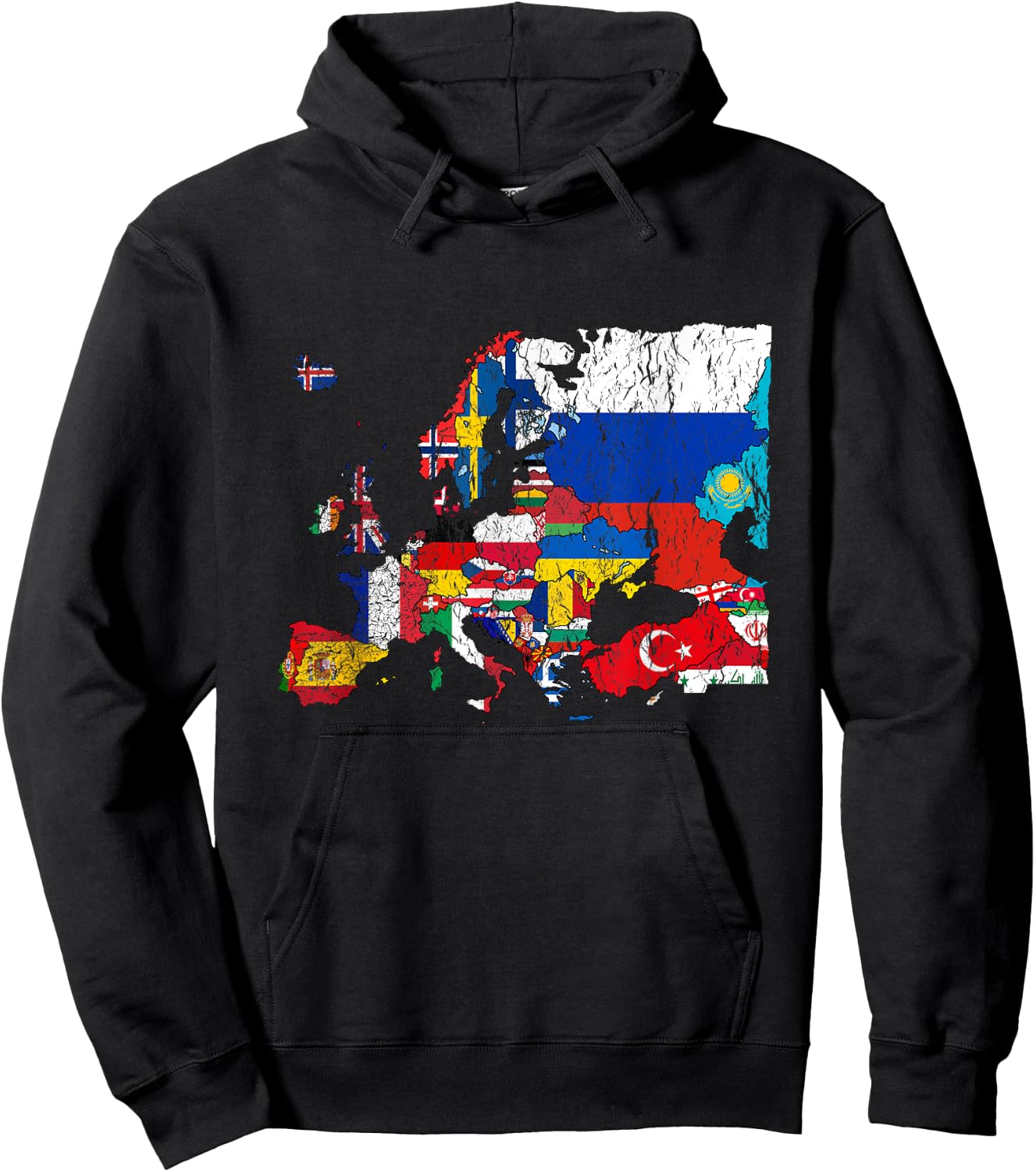 Europe Map with Flags Hoodie - Hoodie | Black
