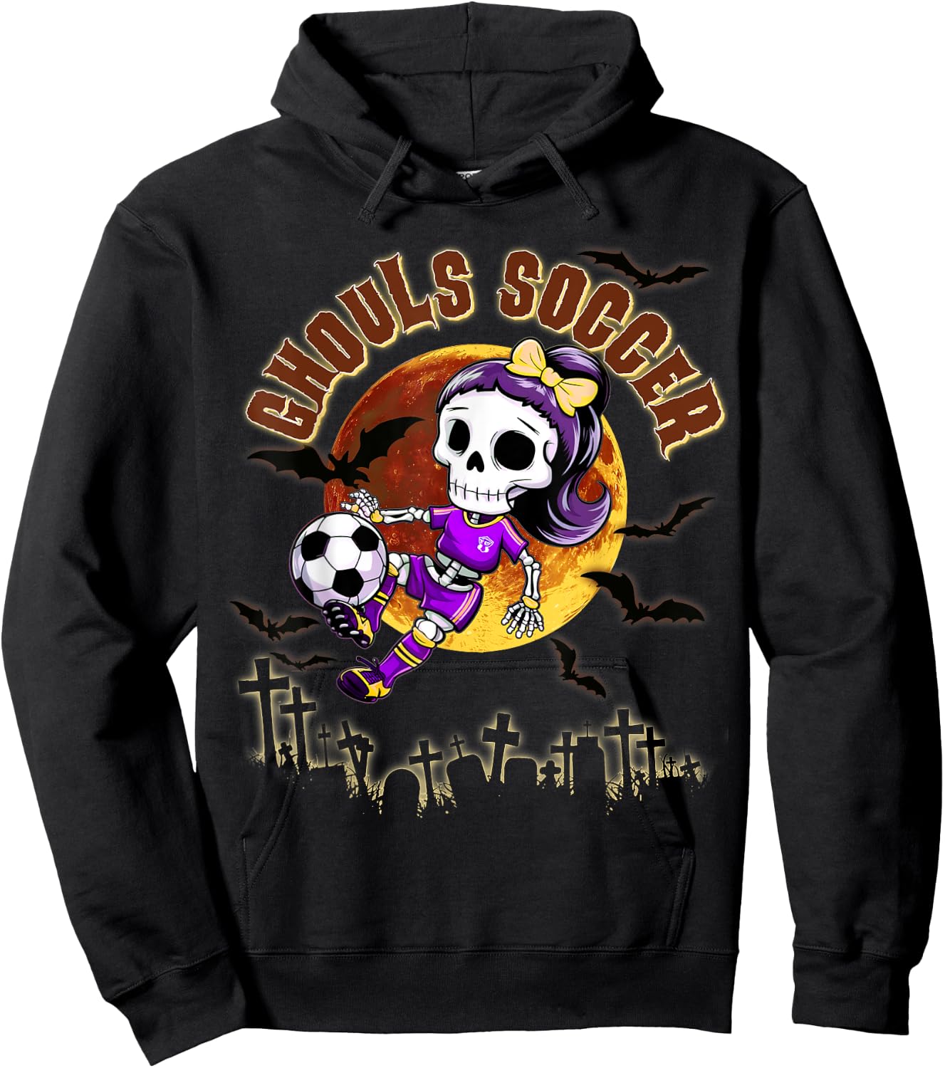 Halloween Soccer Girl for Teen Girls October Trick or Treat Hoodie - Hoodie | Black