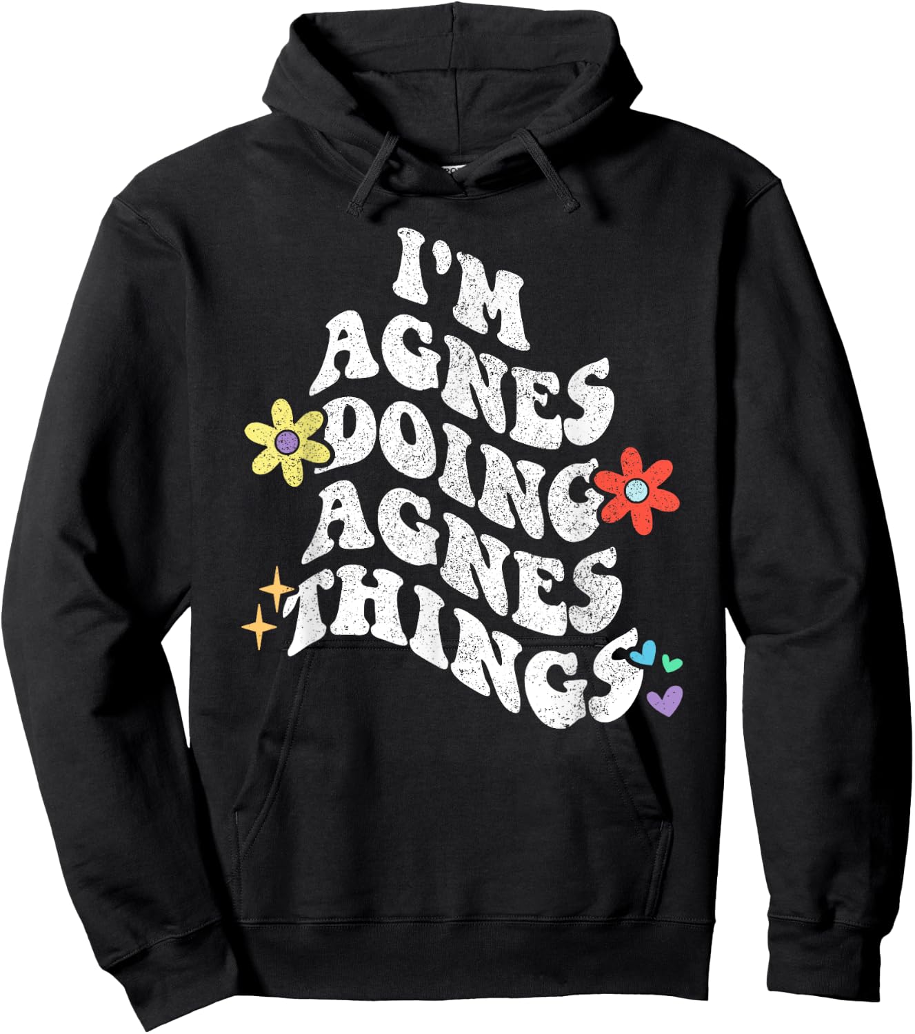 Retro Groovy Im AGNES Doing AGNES Things Funny Mother's Day Hoodie - Hoodie | Black