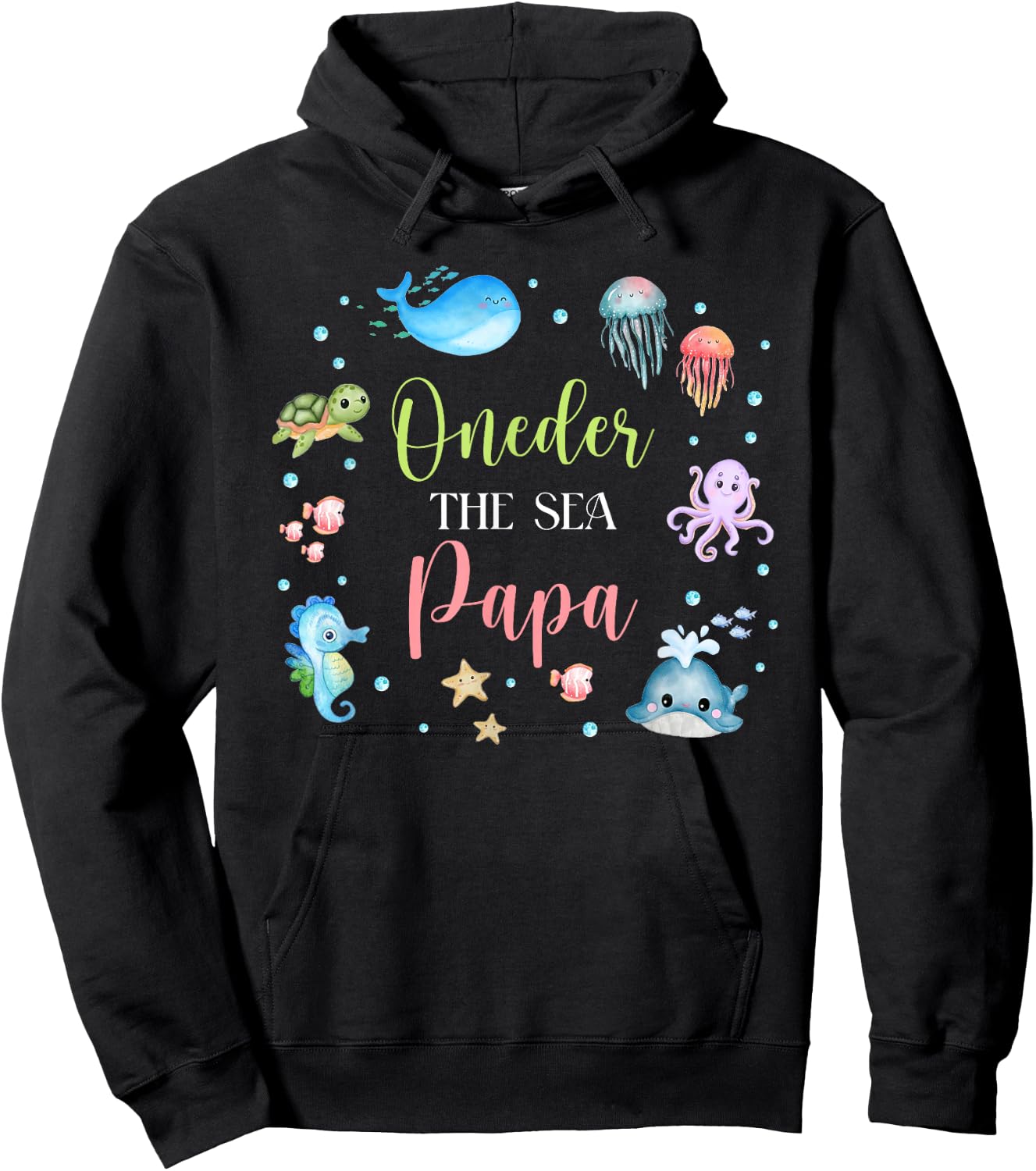 Papa Under Sea Birthday Party Ocean Sea Animals Themed Hoodie - Hoodie | Black