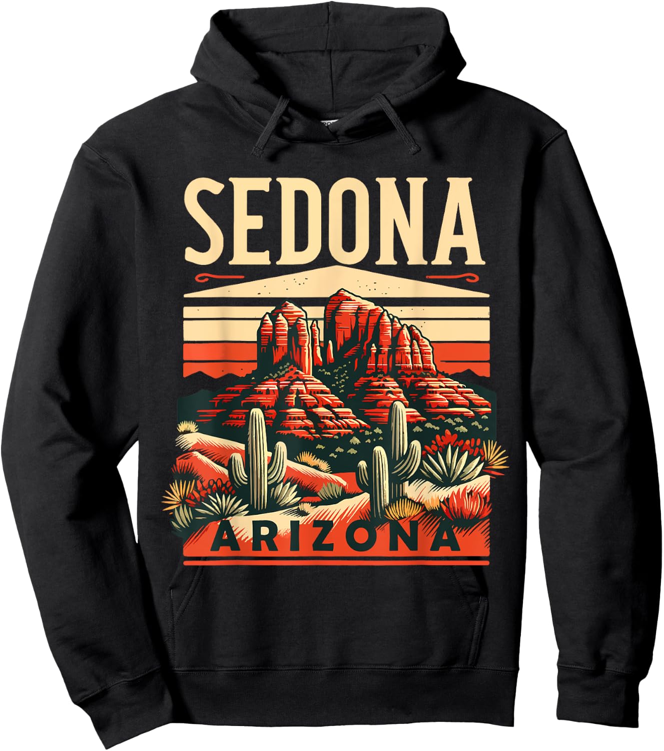 Vintage Sedona Arizona Hiking Outdoor Mountain Sedona AZ Hoodie - Hoodie | Black
