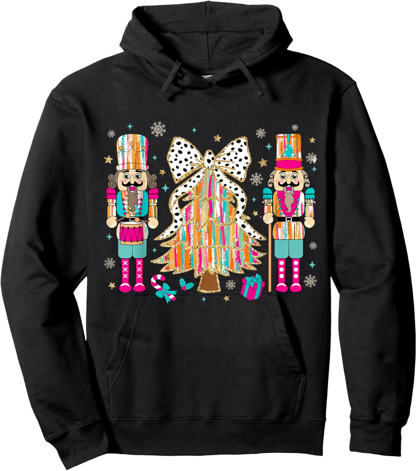 Pink Nutcracker Squad Xmas Pink Christmas Tree Women Kids Hoodie - Hoodie | Black