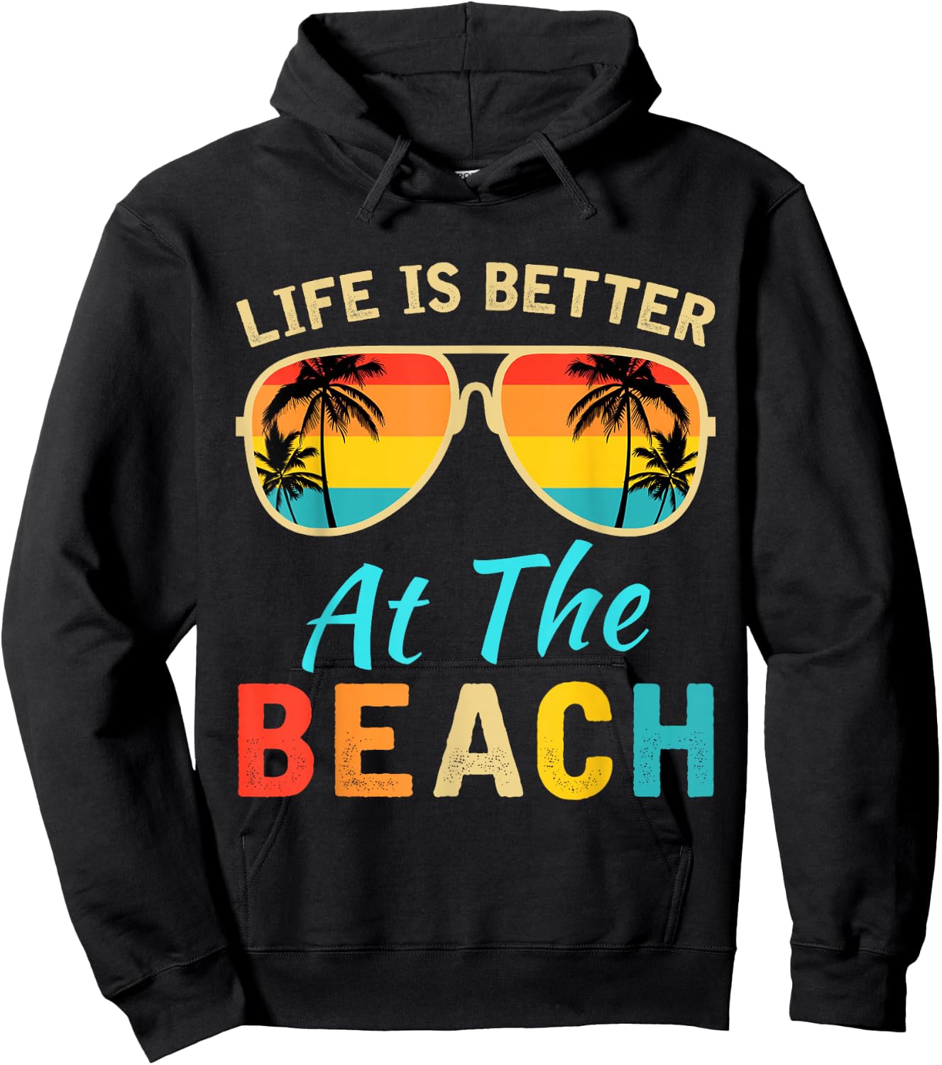 Life is Better at The Beach Retro Palm Trees Summer Hoodie - Hoodie | Black