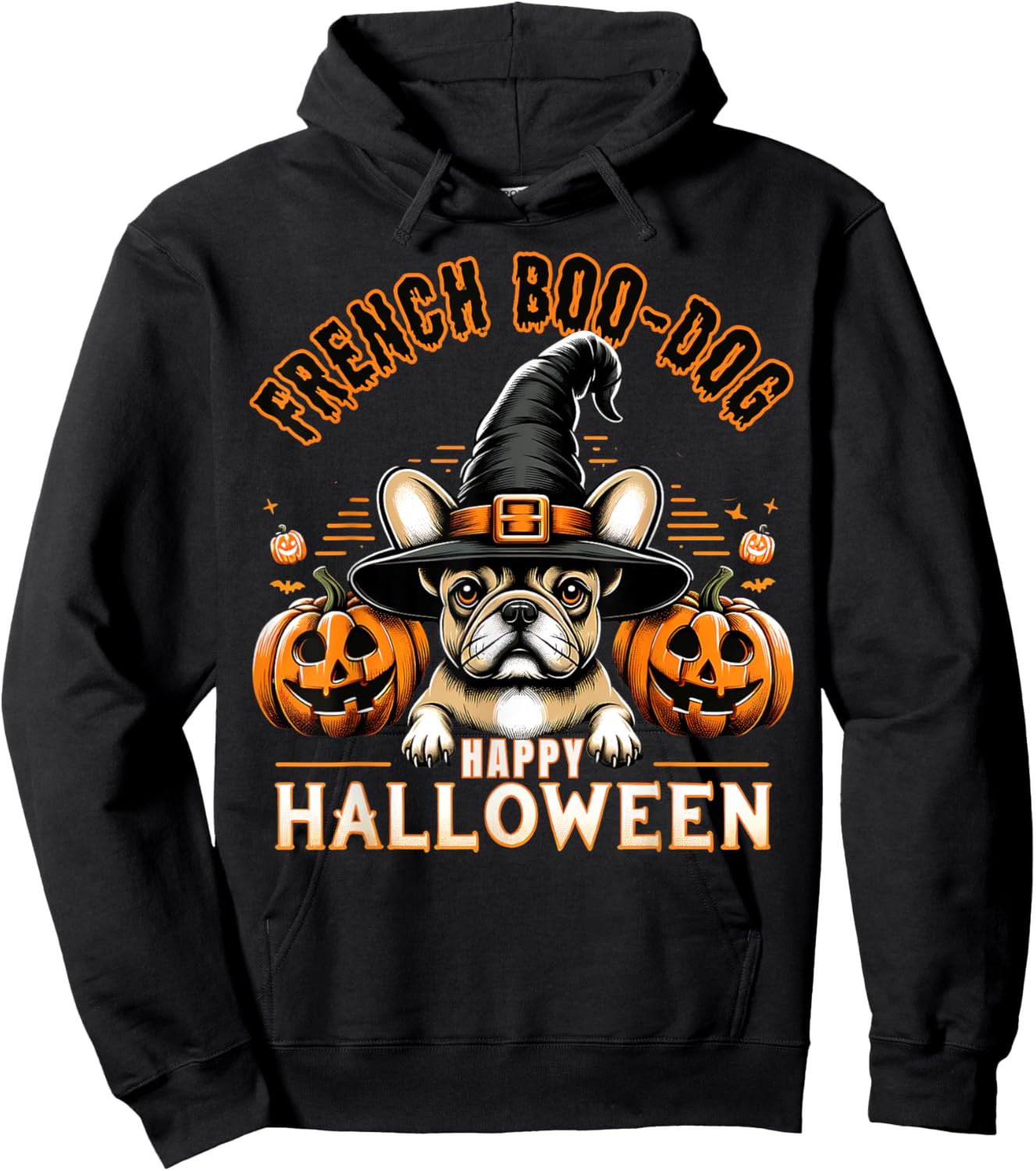 French Bulldog Happy Halloween cute Boodog Halloween Bulldog Hoodie - Hoodie | Black