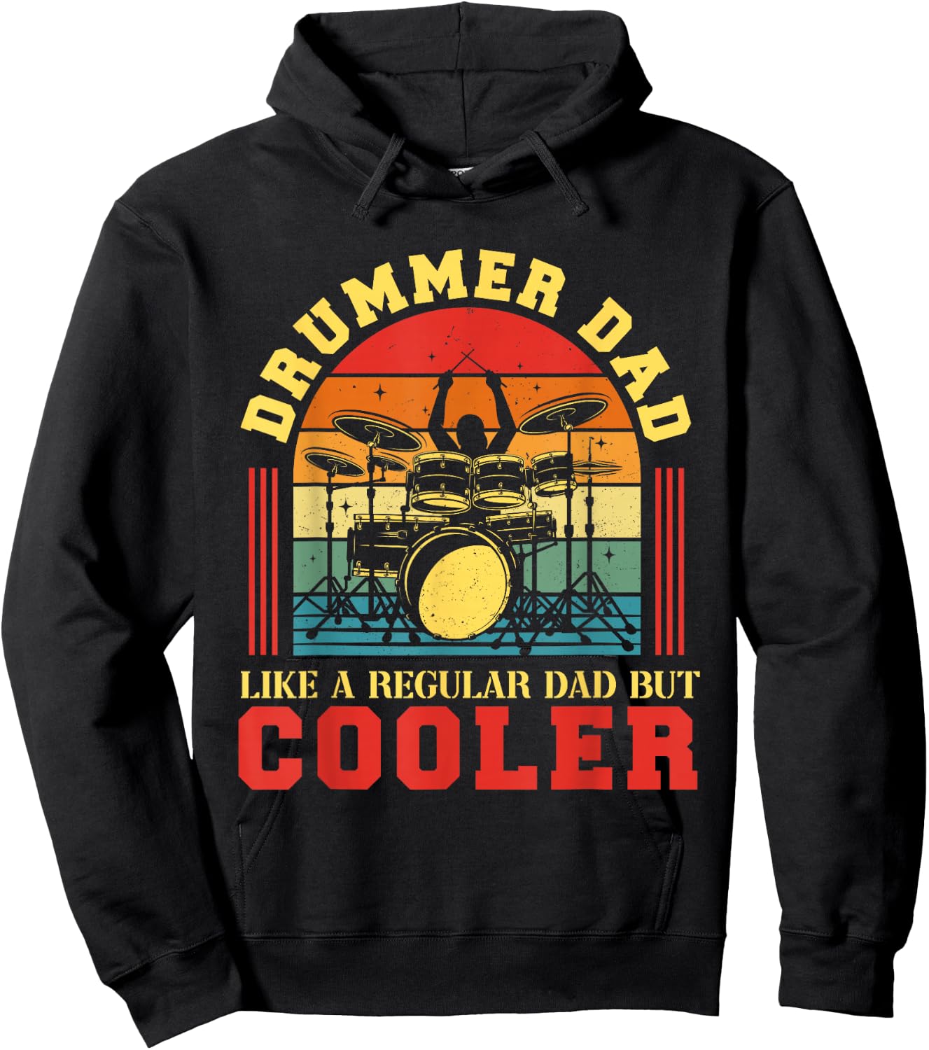 Drummer Dad Happy Father's Day Drum Player Papa Men Hoodie - Hoodie | Black