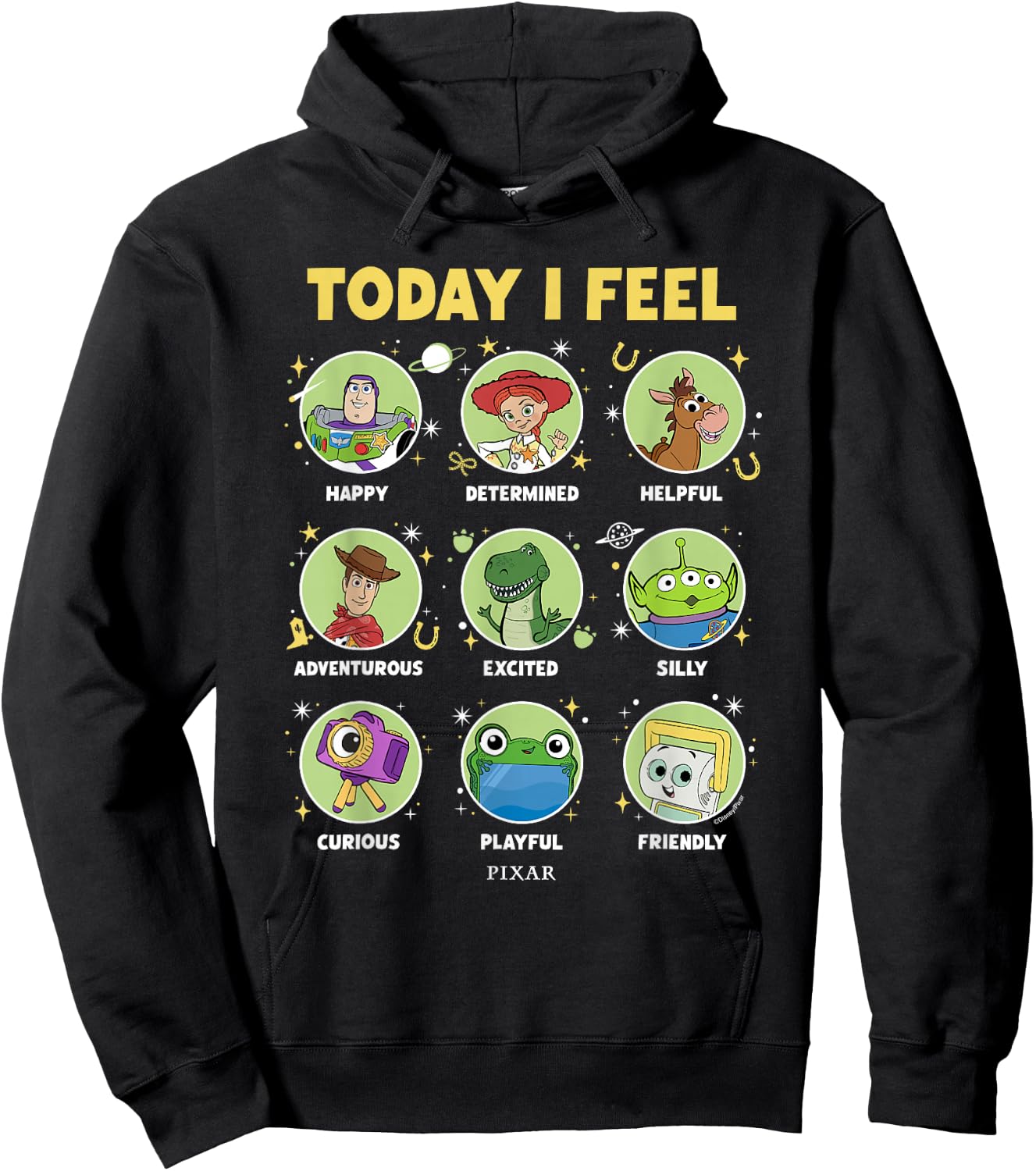Disney Pixar Toy Story 5 Today I Feel Character Stack Hoodie - Hoodie | Black