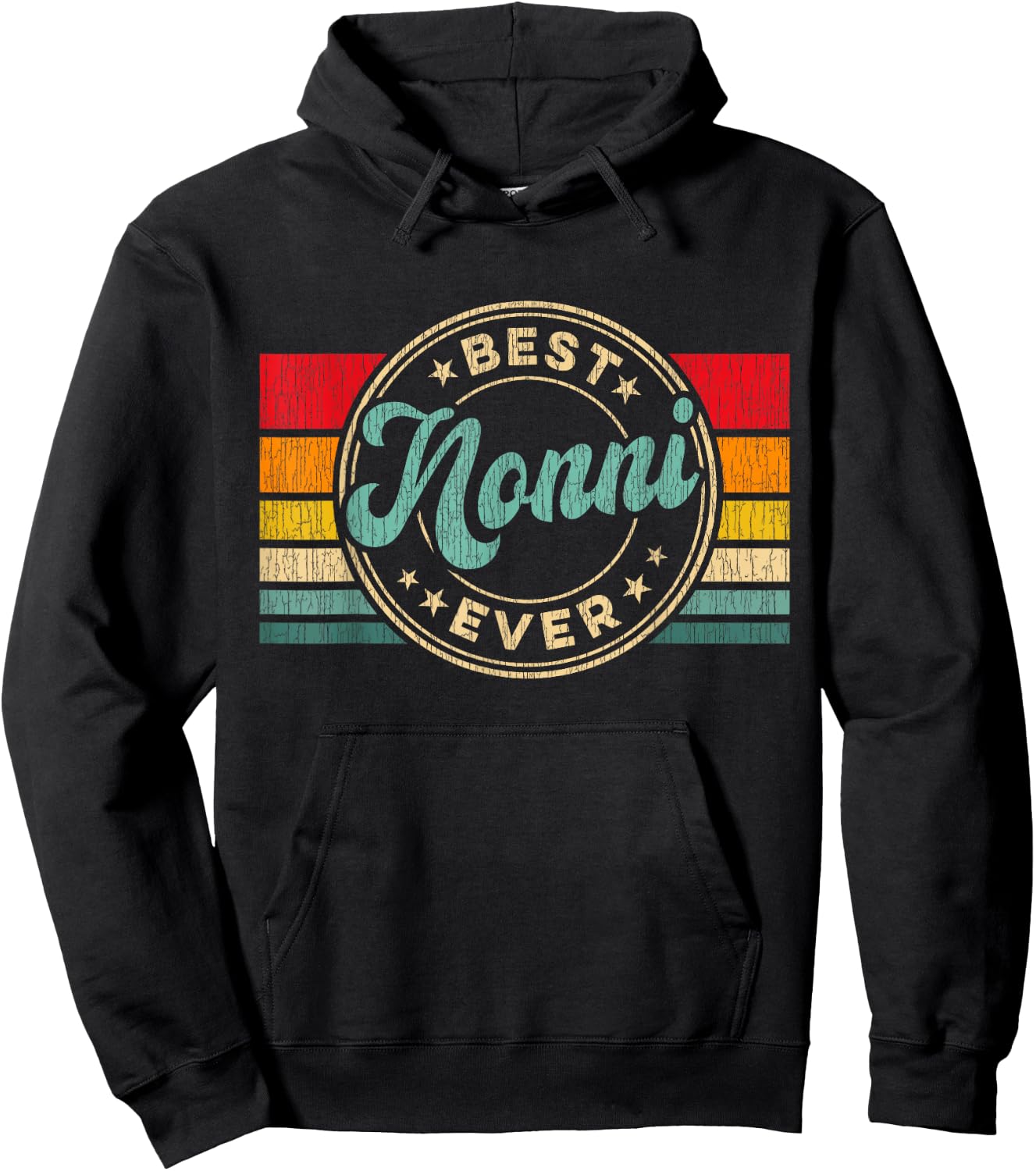 Best Nonni Ever Vintage Retro Mother's Day Gift Hoodie - Hoodie | Black