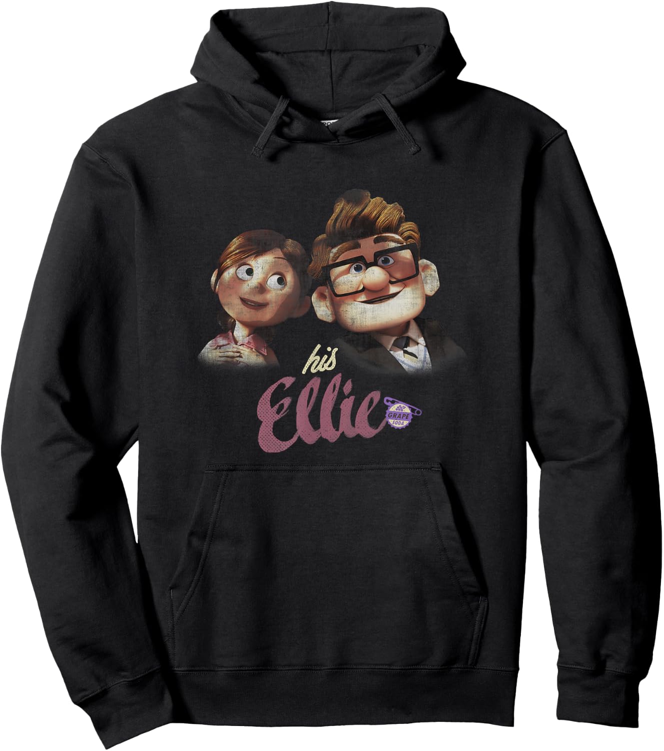 Disney Pixar Up Carl & Ellie Couple His Ellie Distressed Hoodie - Hoodie | Black