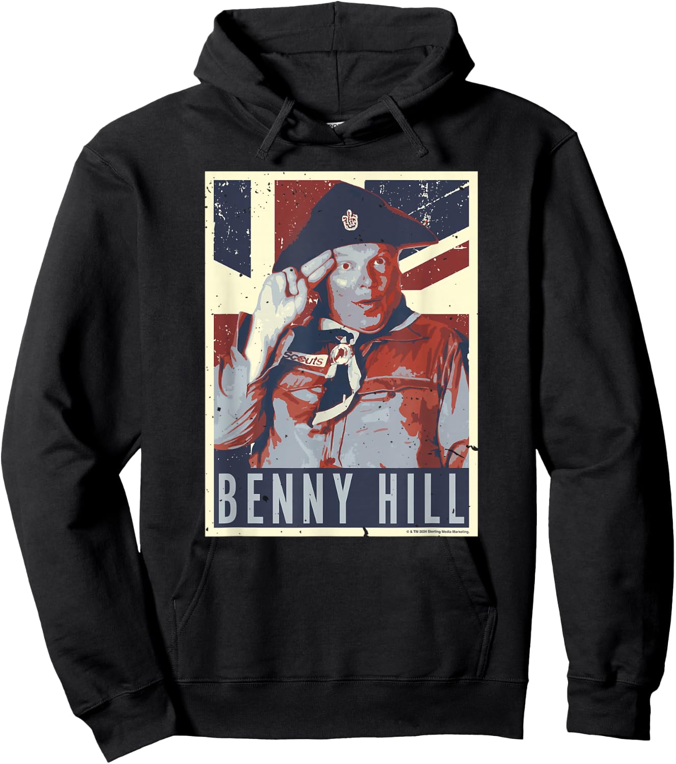 Benny Hill Cub Scout Salute Union Jack Flag Art Hoodie - Hoodie | Black