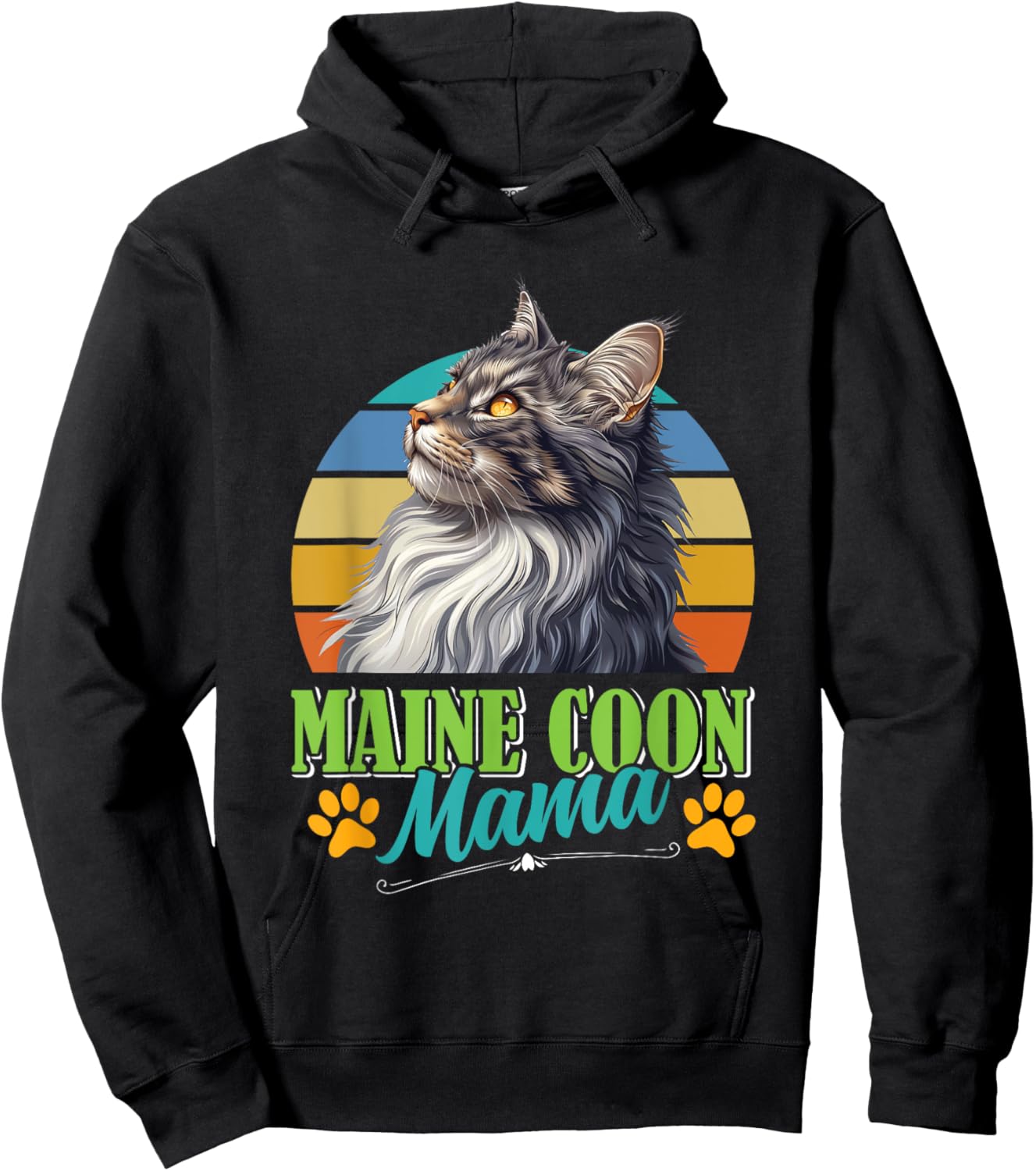 MAINE COON MAMA Maine Coon Mummy Cat Mummy Vintage Women Hoodie - Hoodie | Black