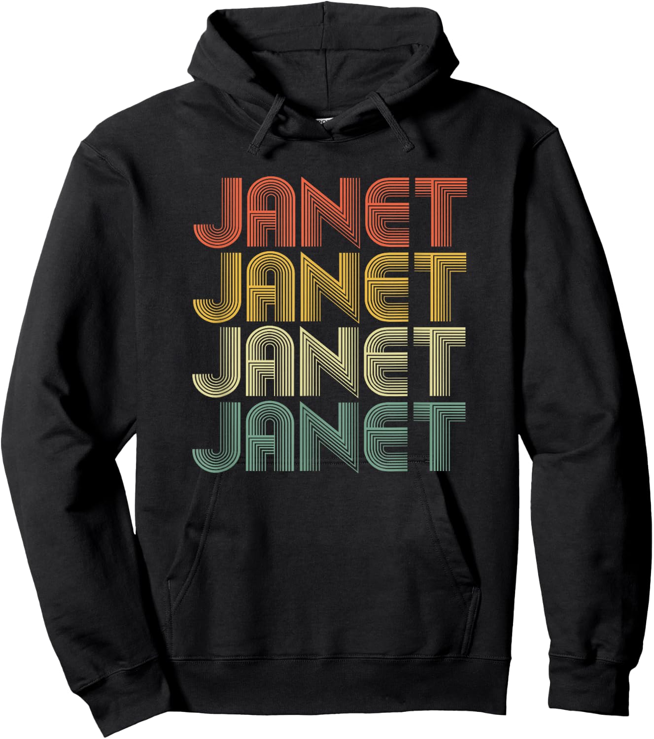 Janet Retro Personalized First Name 1970s Vintage Small Hoodie - Hoodie | Black