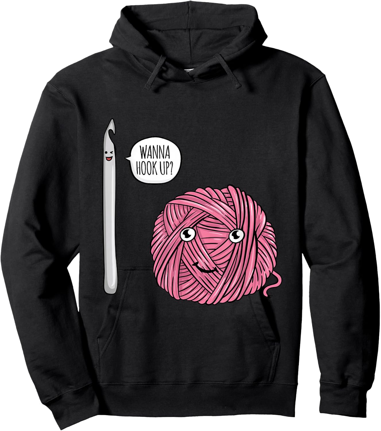 Funny Wanna Hook Up Crochet Lover Gift Crocheting Gifts Hoodie - Hoodie | Black