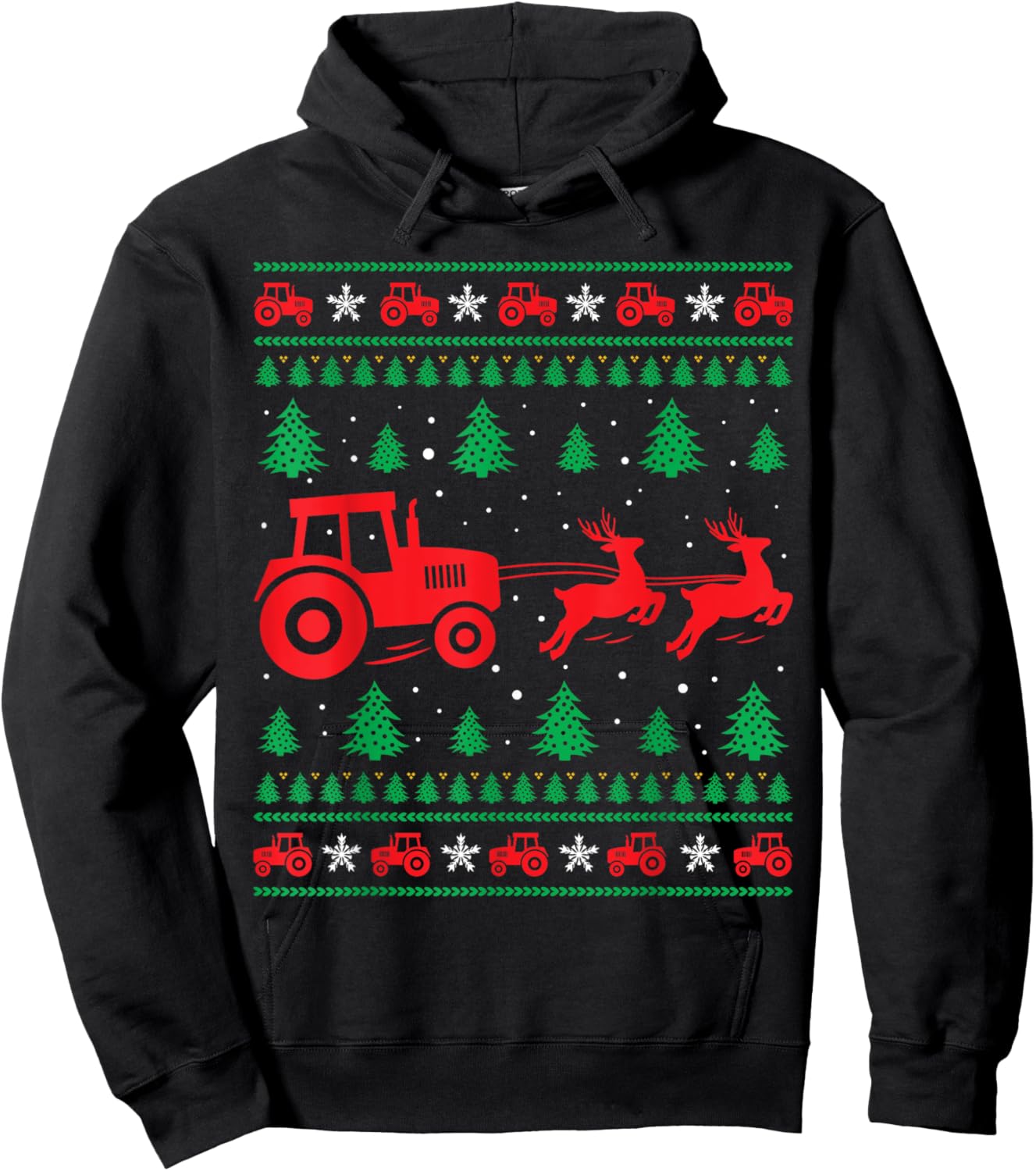 Tractor Riding Reindeers Farmers Ugly Christmas Sweater Boys Hoodie - Hoodie | Black