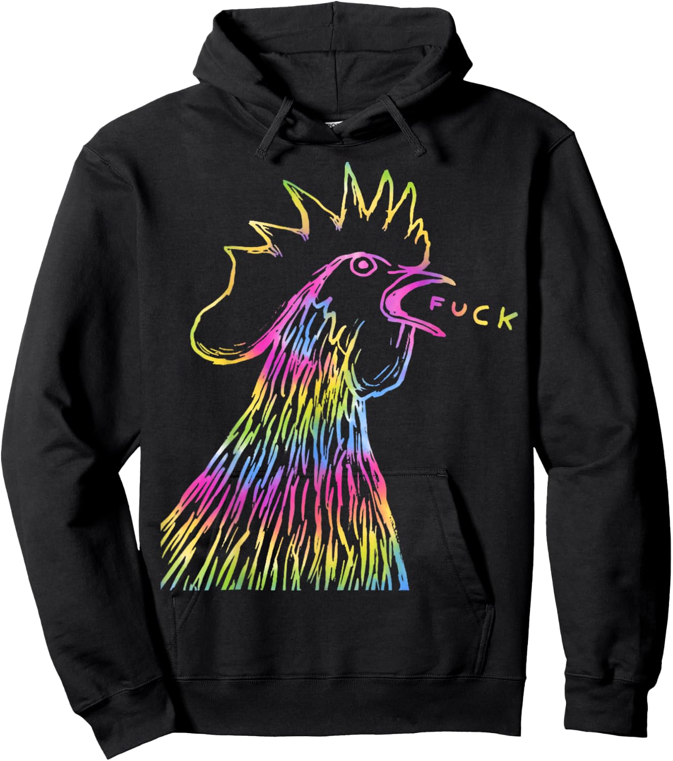 Funny Chicken Rooster Saying FUCK Tie Dye Hoodie - Hoodie | Black