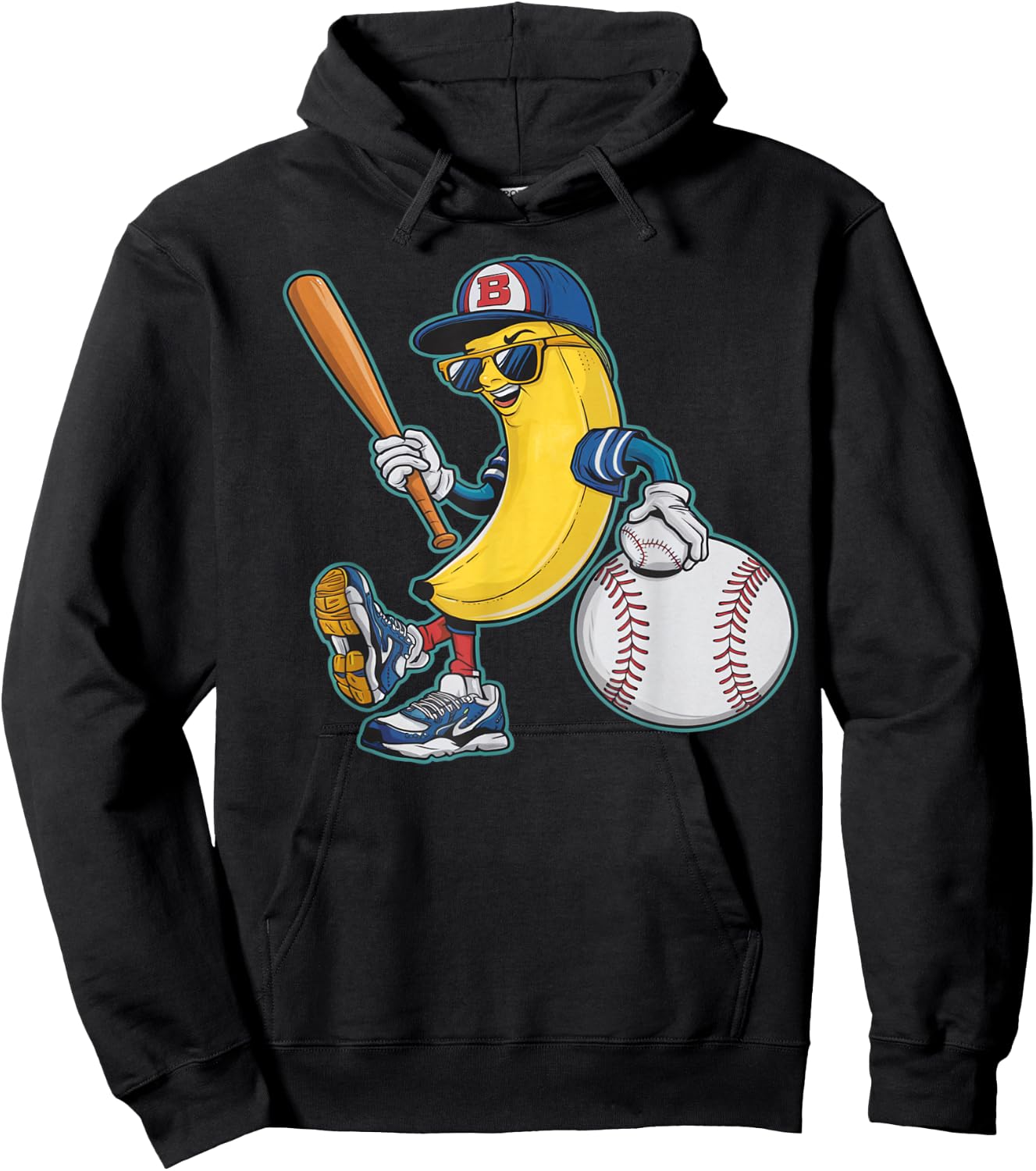 Funny Banana Playing Baseball Bananas Fruit Baseball Player Hoodie - Hoodie | Black