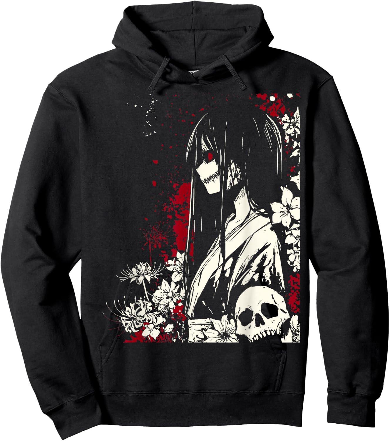 Gothic Yandere Japanese Girl Horror Anime Goth Hoodie - Hoodie | Black
