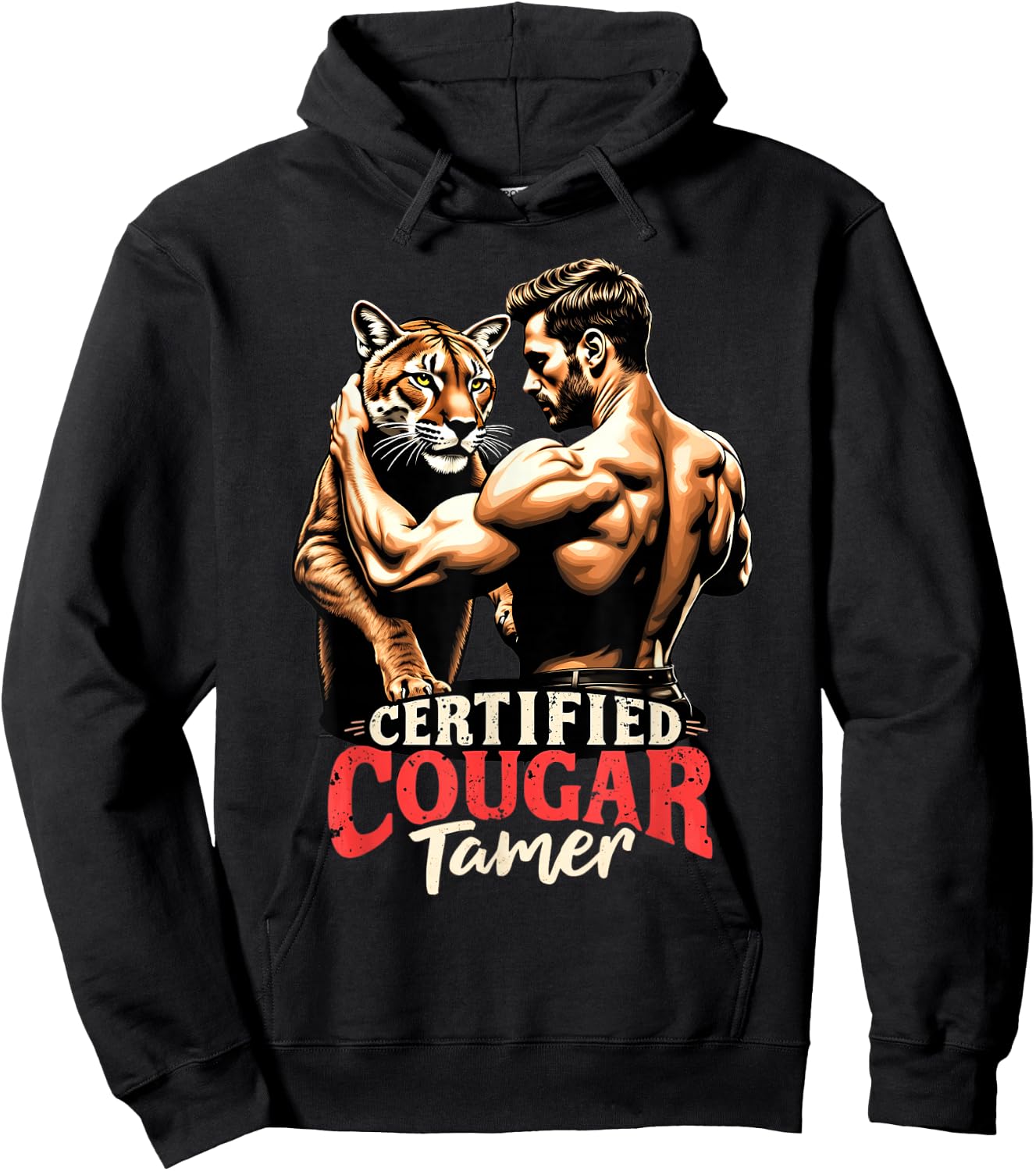 Funny Certified Cougar Tamer Hunter Girlfriend Gag Costume Hoodie - Hoodie | Black